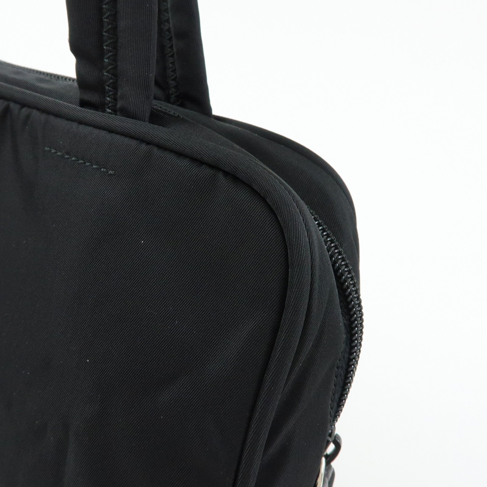 PRADA Triangle Logo Nylon Hand Bag Mini Tote Bag Black B8495