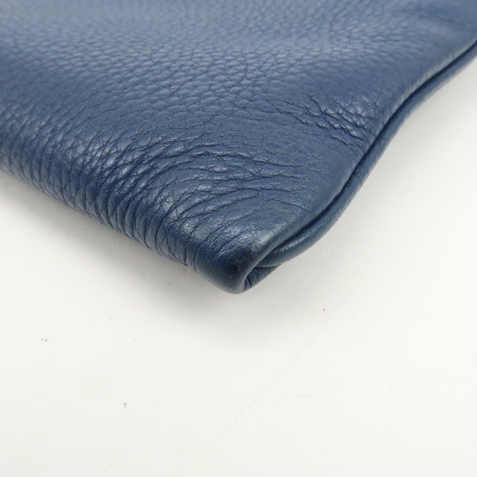 PRADA Logo Leather Shoulder Bag Crossbody Bag Blue 1BH013