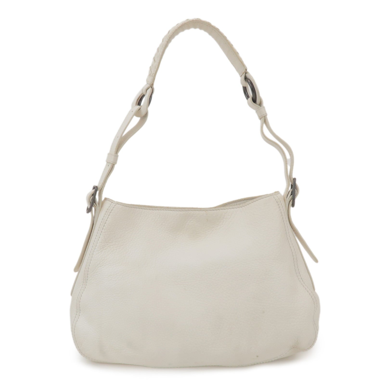 BOTTEGA VENETA Cervo Leather Shoulder Bag Hand Bag White 133507