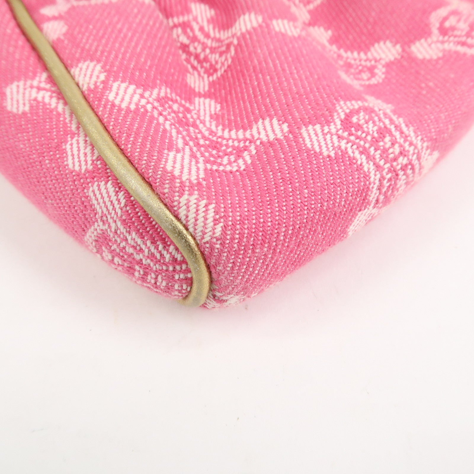 CELINE Triomphe Leather Canvas Shoulder Bag Hand Bag Pink Gold