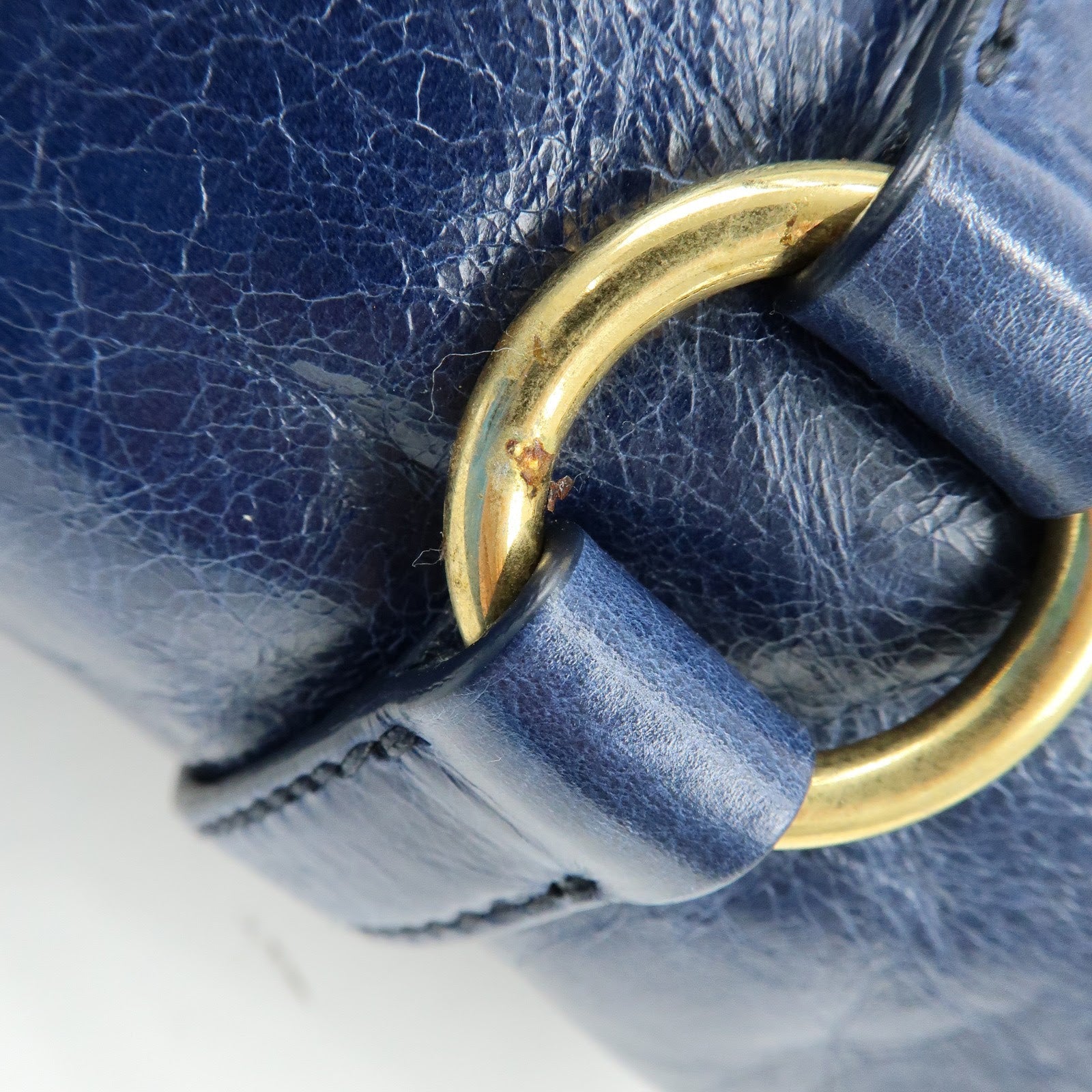 MIU MIU Side Ribbon Large Leather 2Way Bag Shoulder Bag Navy RT0365