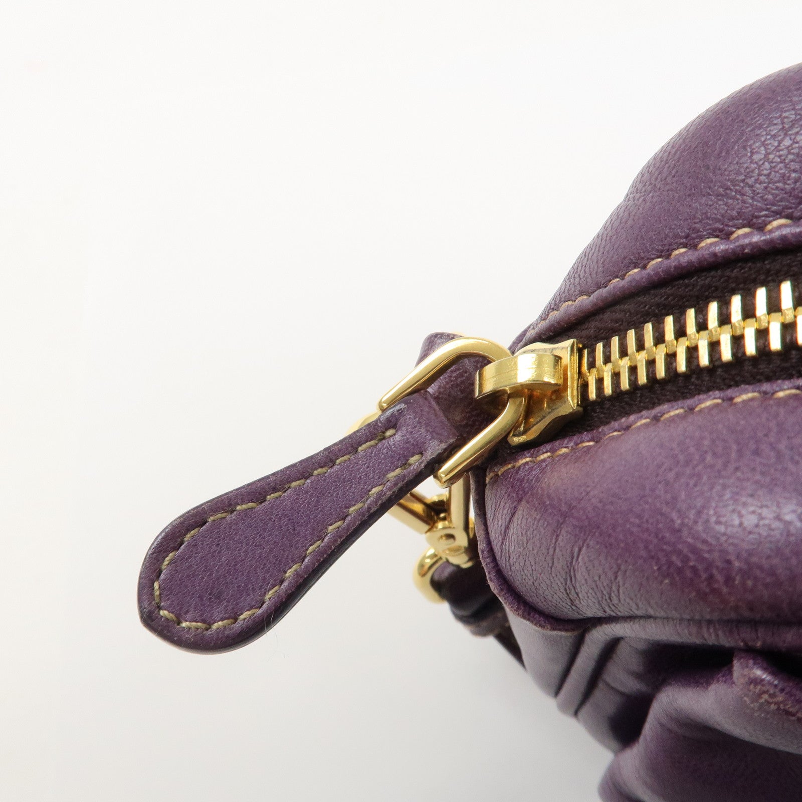 PRADA Logo Nappa Leather Ribbon Mini Shoulder Bag Purple 1NF727