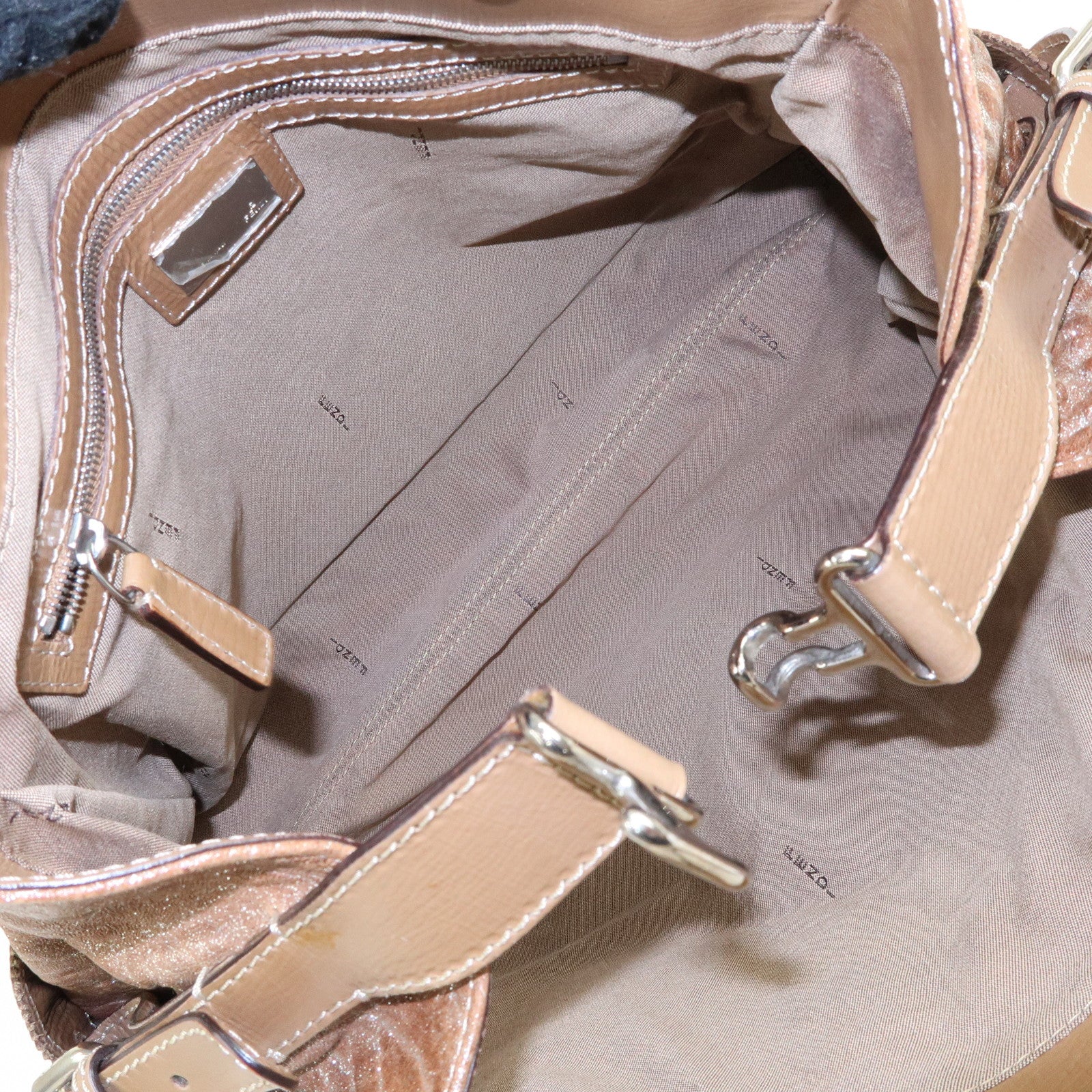 FENDI Ethnico Leather Tote Bag Shoulder Bag Camel 8BN162