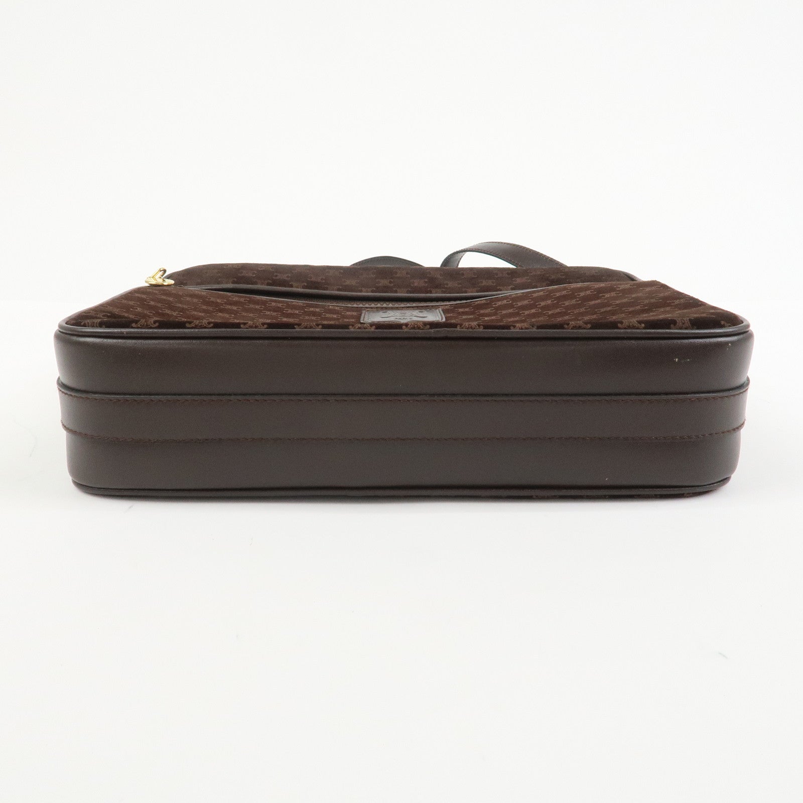 CELINE Macadam Suede Leather Shoulder Bag Crossbody Bag Brown