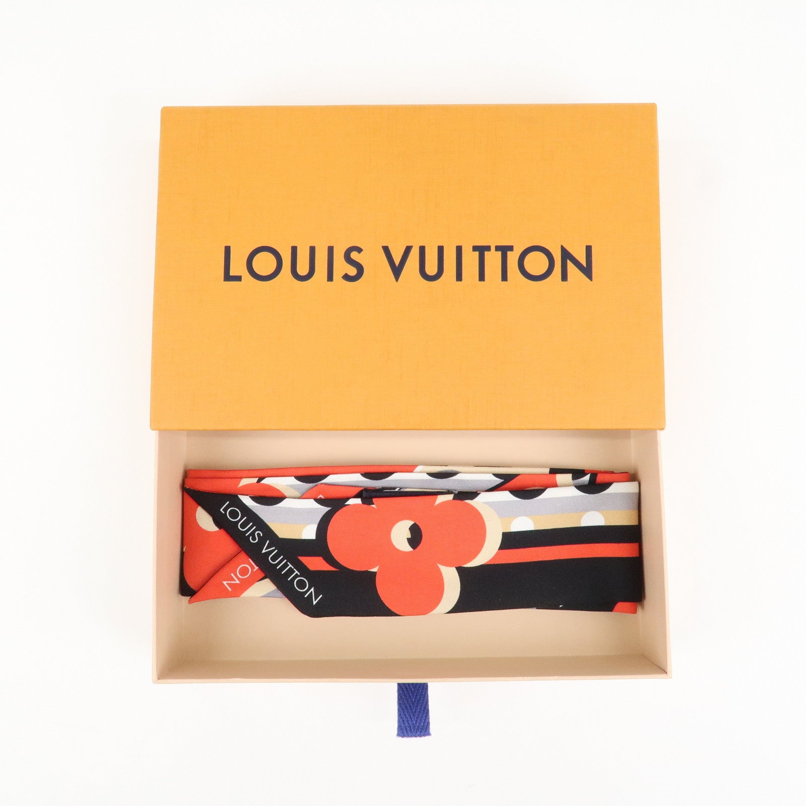 Louis Vuitton Monogram Bandeau BB Silk100% Scarf Black Red Beige M76187 Used