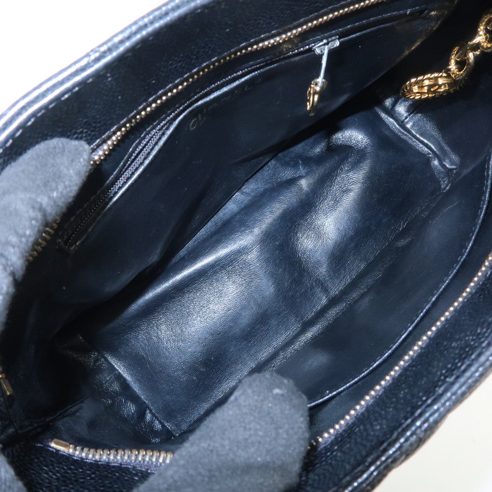 CHANEL Matelasse COCO Mark Medallion Tote Bag Hand Bag Black A01804