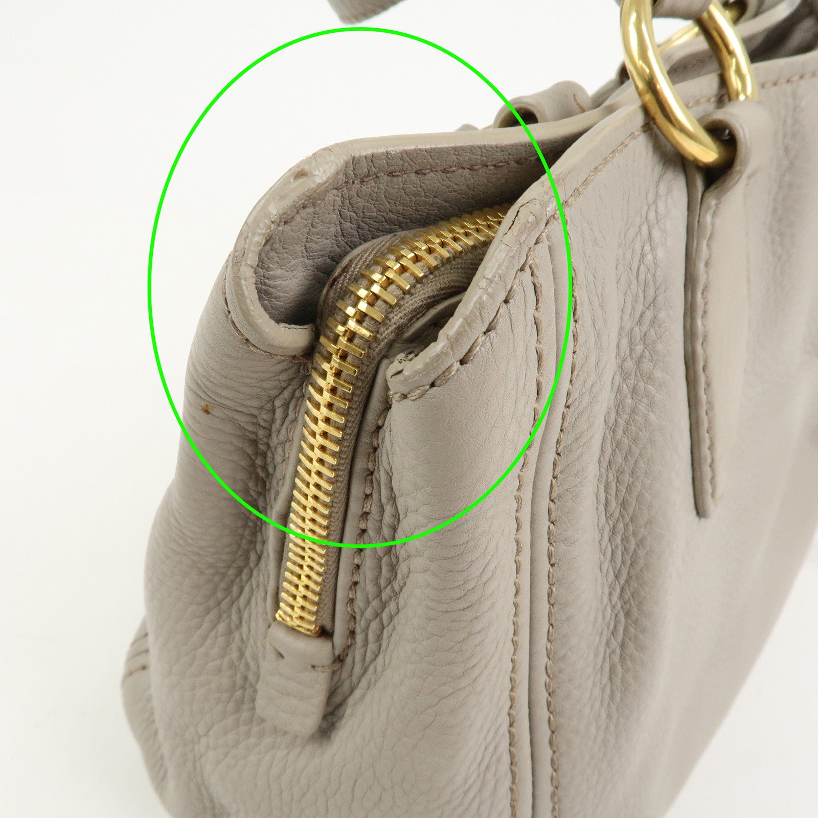 MIU MIU Logo Leather 2Way Bag Hand Bag Shoulder Bag Gray