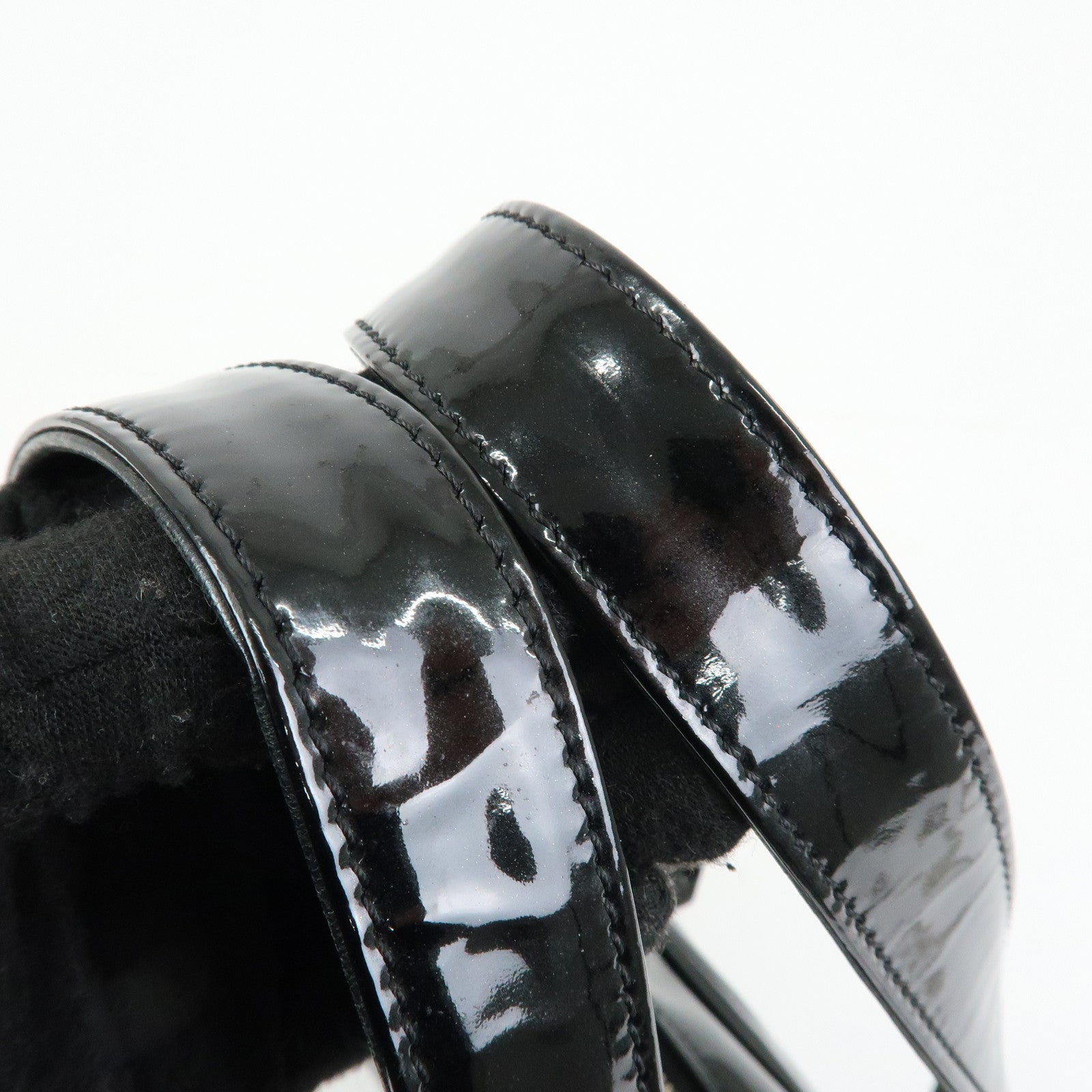 CHANEL Triple COCO Mark Patent Leather Tote Bag Hand Bag Black