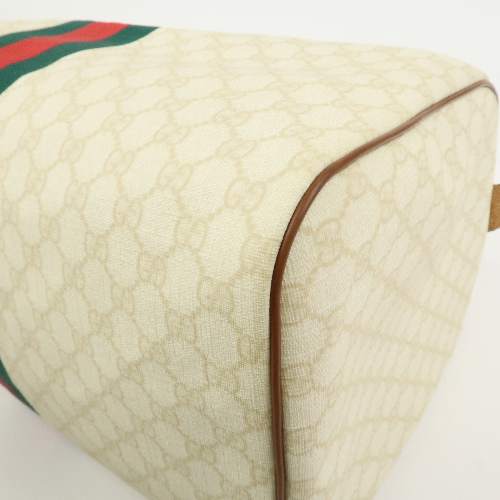 GUCCI Sherry GG Supreme Leather Boston Bag Ivory 189688
