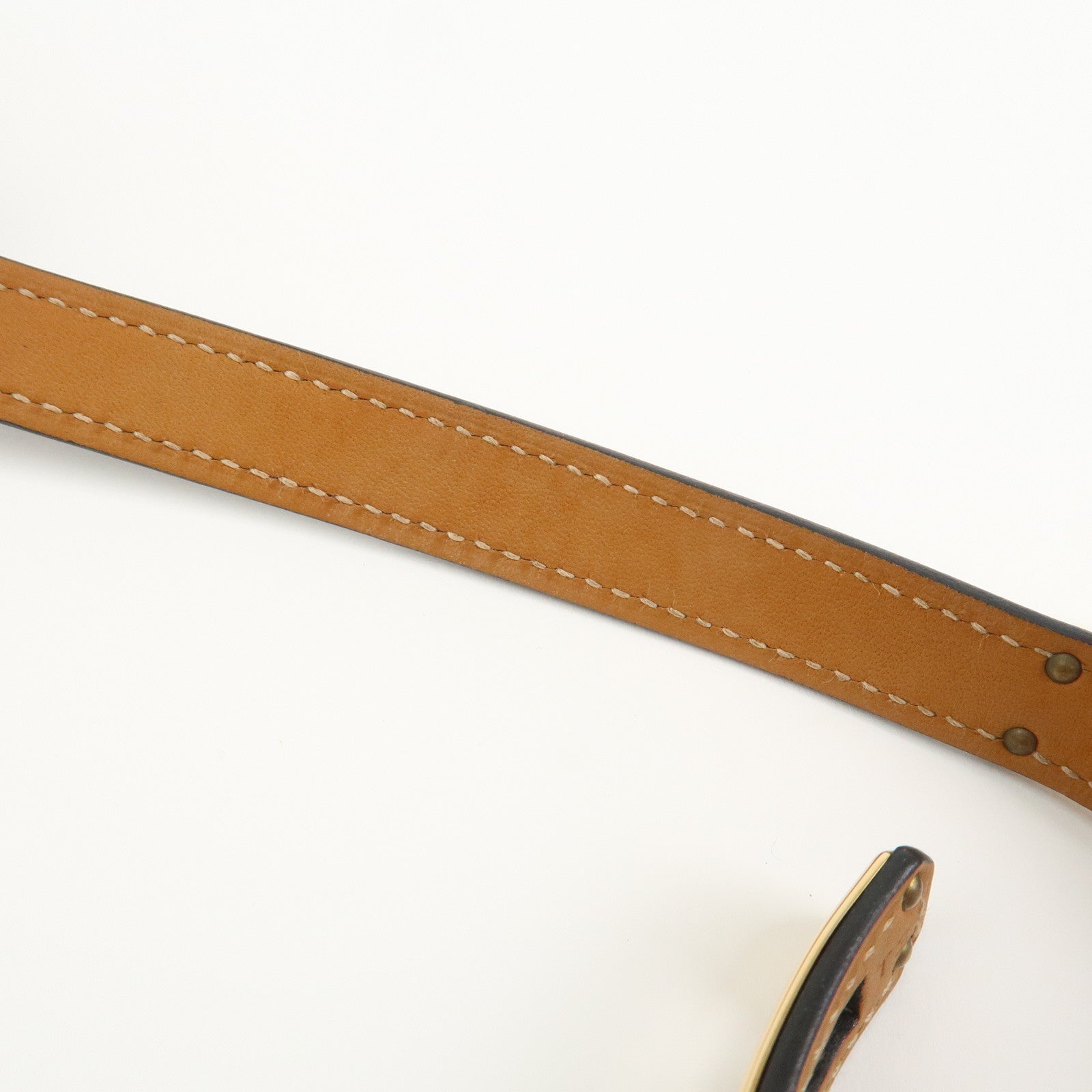 HERMES Kelly Double Tour Bracelet Bangle U Stamped Black Gold