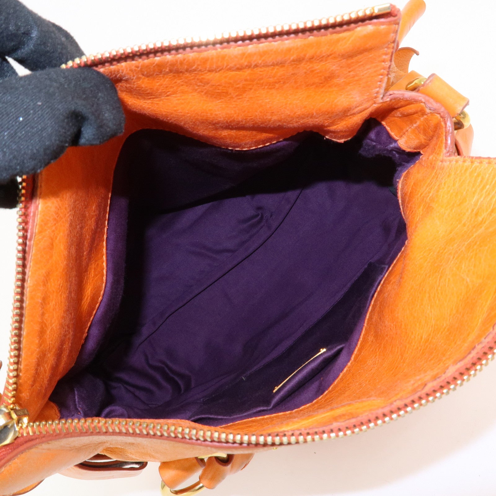 MIU MIU Leather 2Way Bag Hand Bag Shoulder Bag Orange RT0438