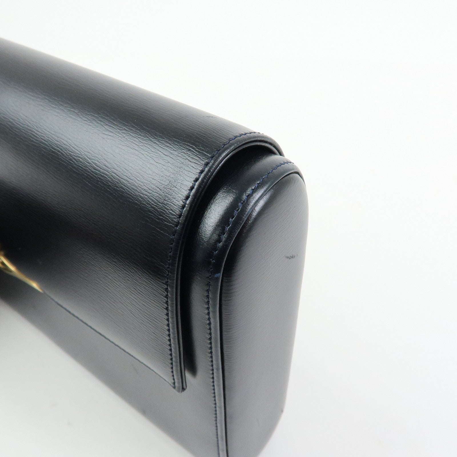 Cartier Sapphire Line Leather Clutch Bag Flat Pouch Dark Navy