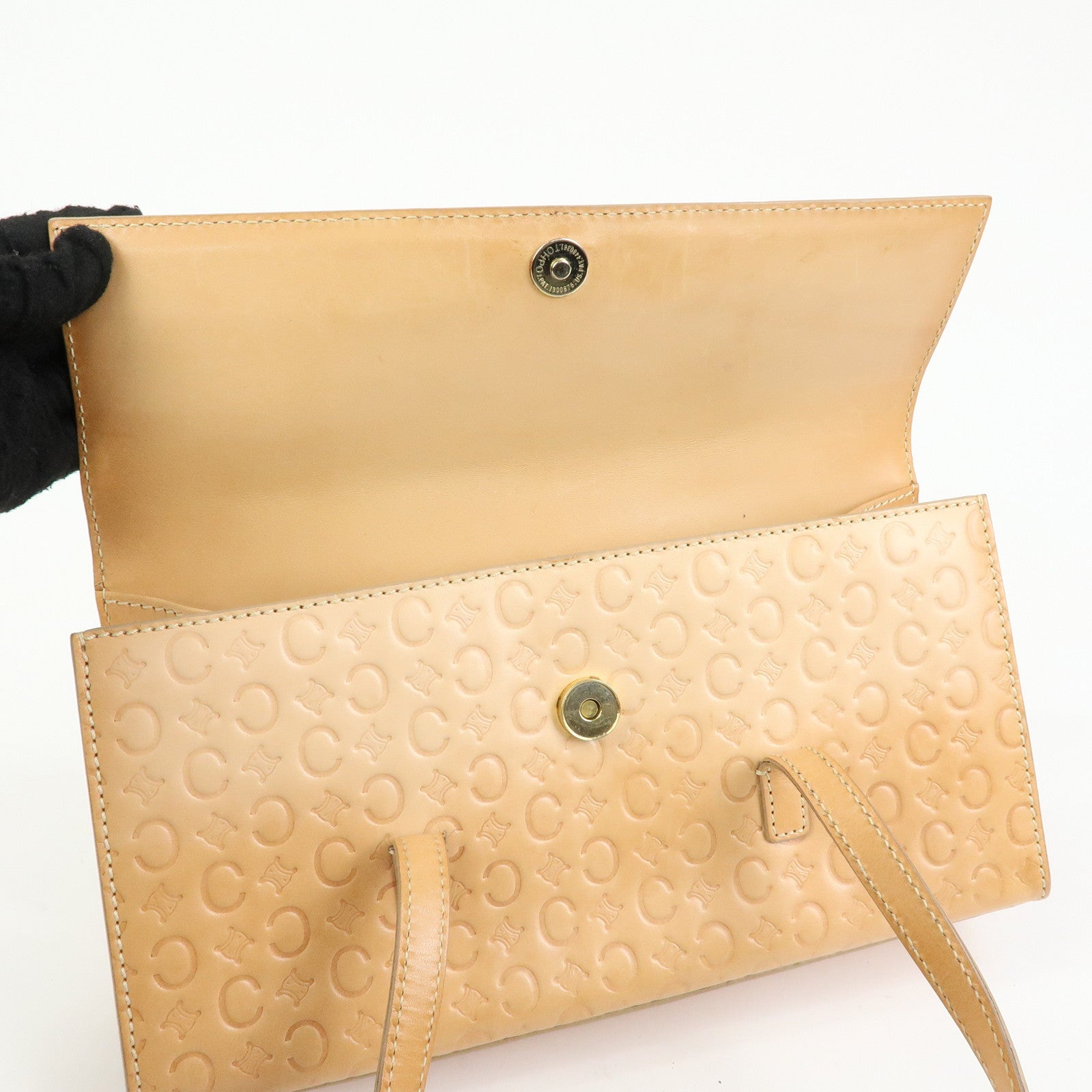 CELINE C Macadam Leather Shoulder Bag Hand Bag Light Brown