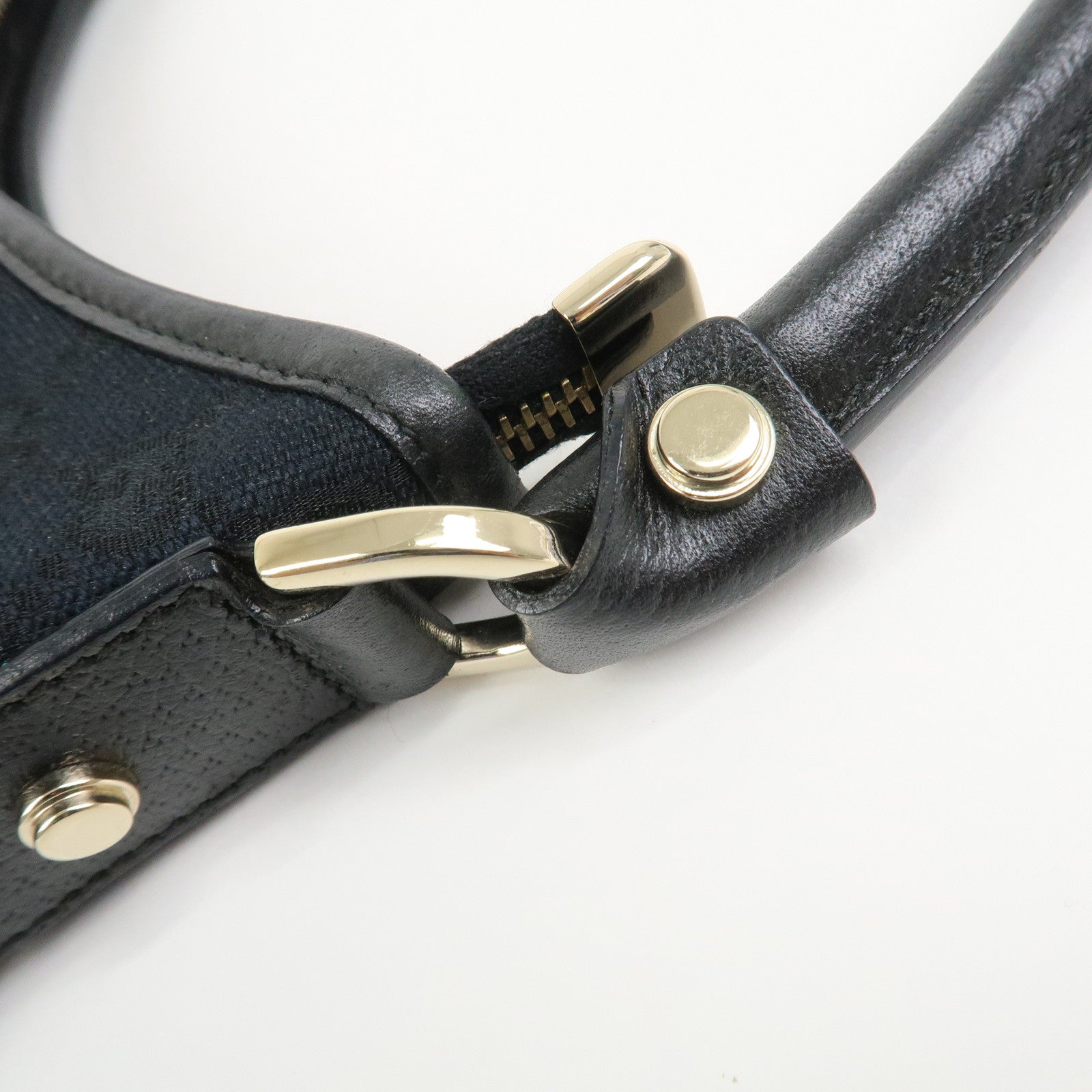 GUCCI Abbey GG Canvas Leather Shoulder Bag Black 130738