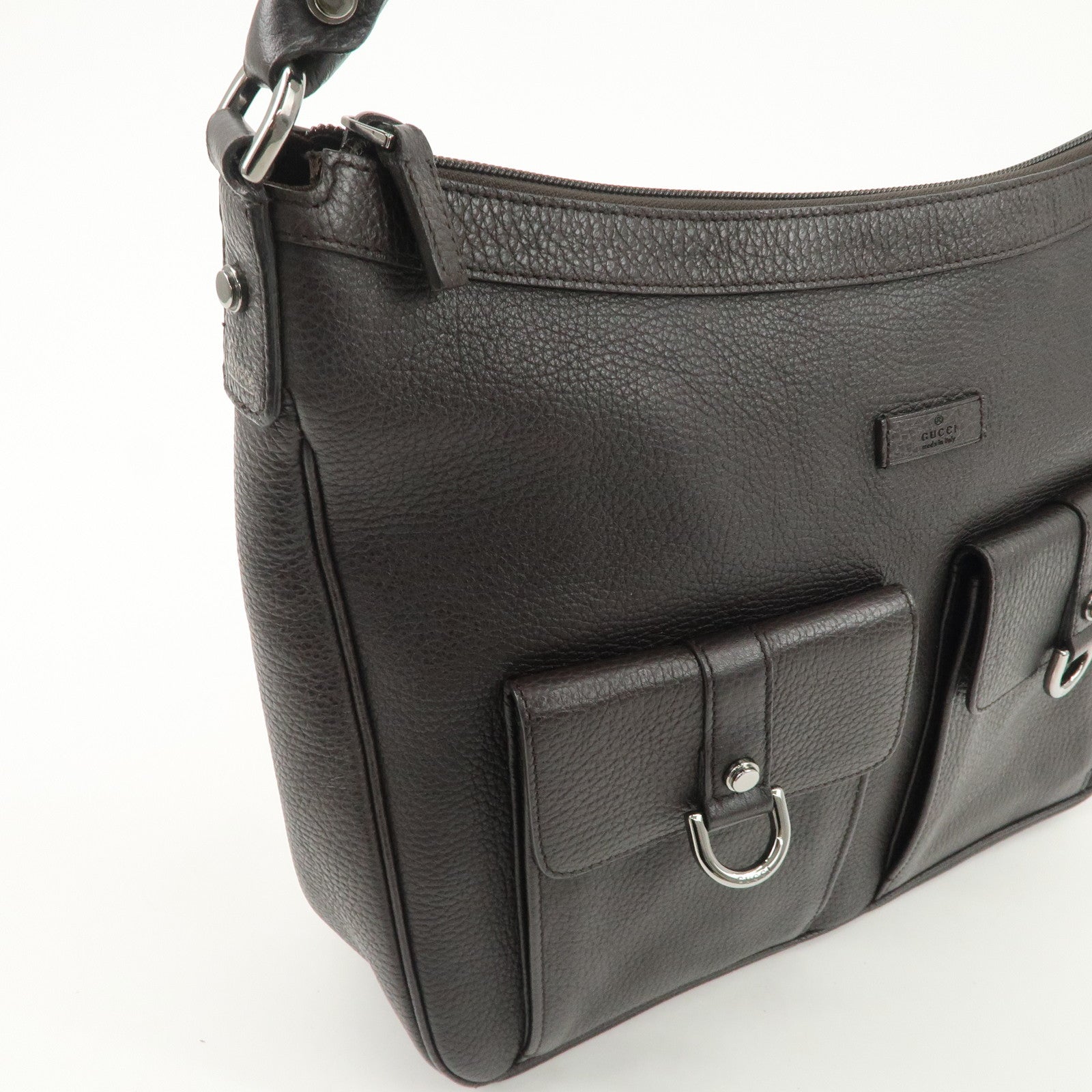 GUCCI Abbey Leather Shoulder Bag Hand Bag Dark Brown 293581 Used