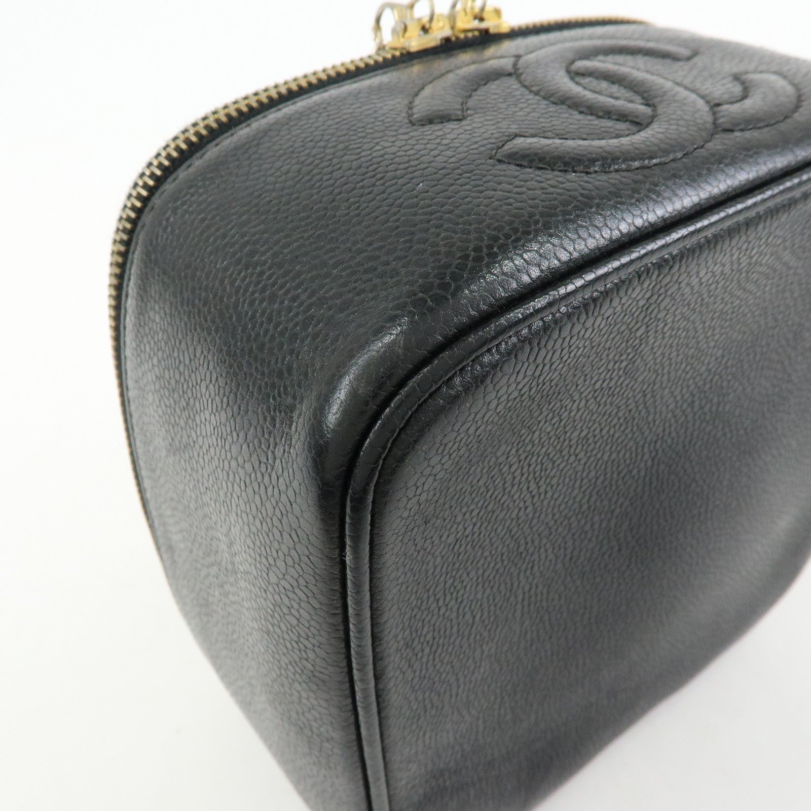 CHANEL COCO Mark Caviarskin Hand Bag Vanity Case Black A01997