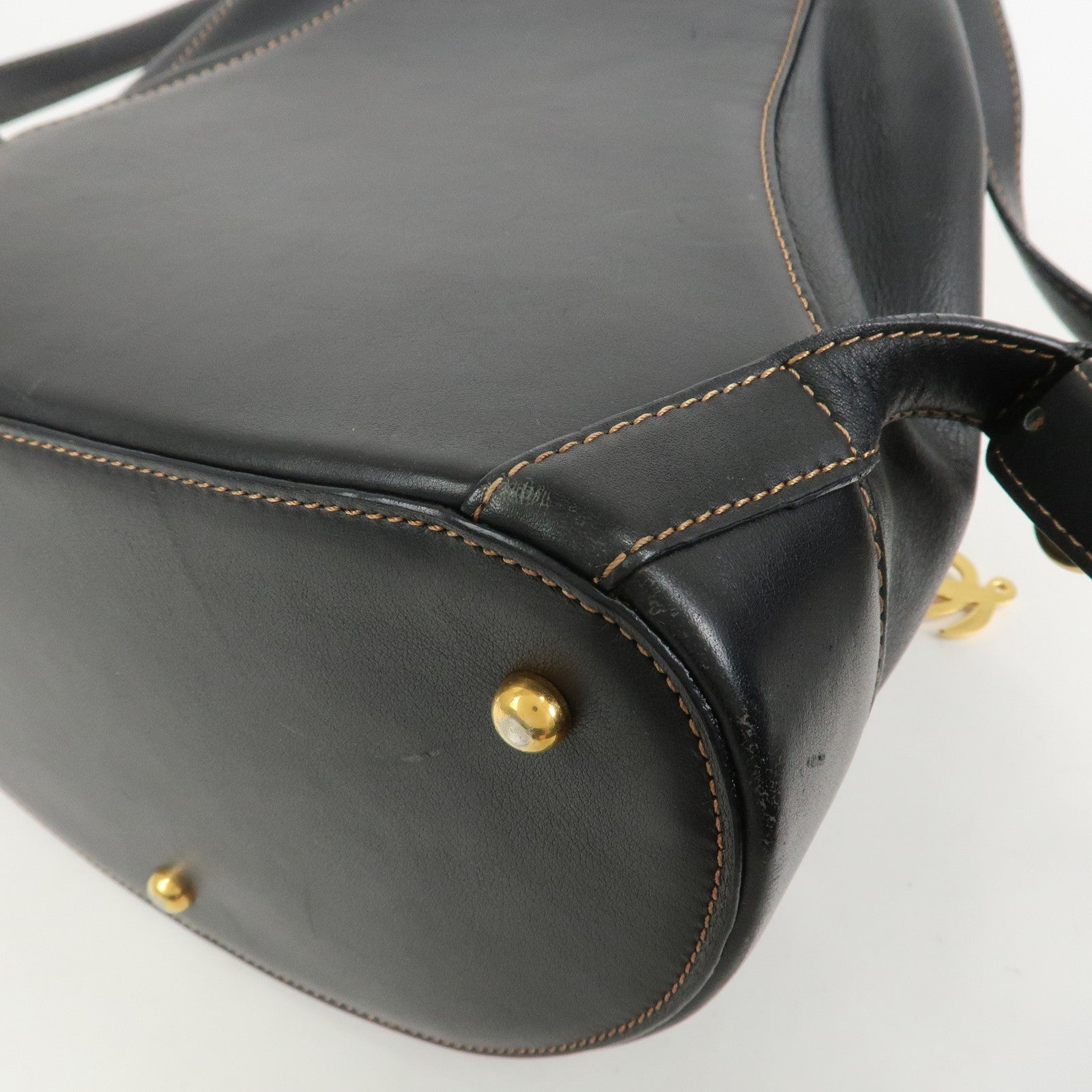 LOEWE Anton Anagram Leather Backpack Shoulder Bag Black