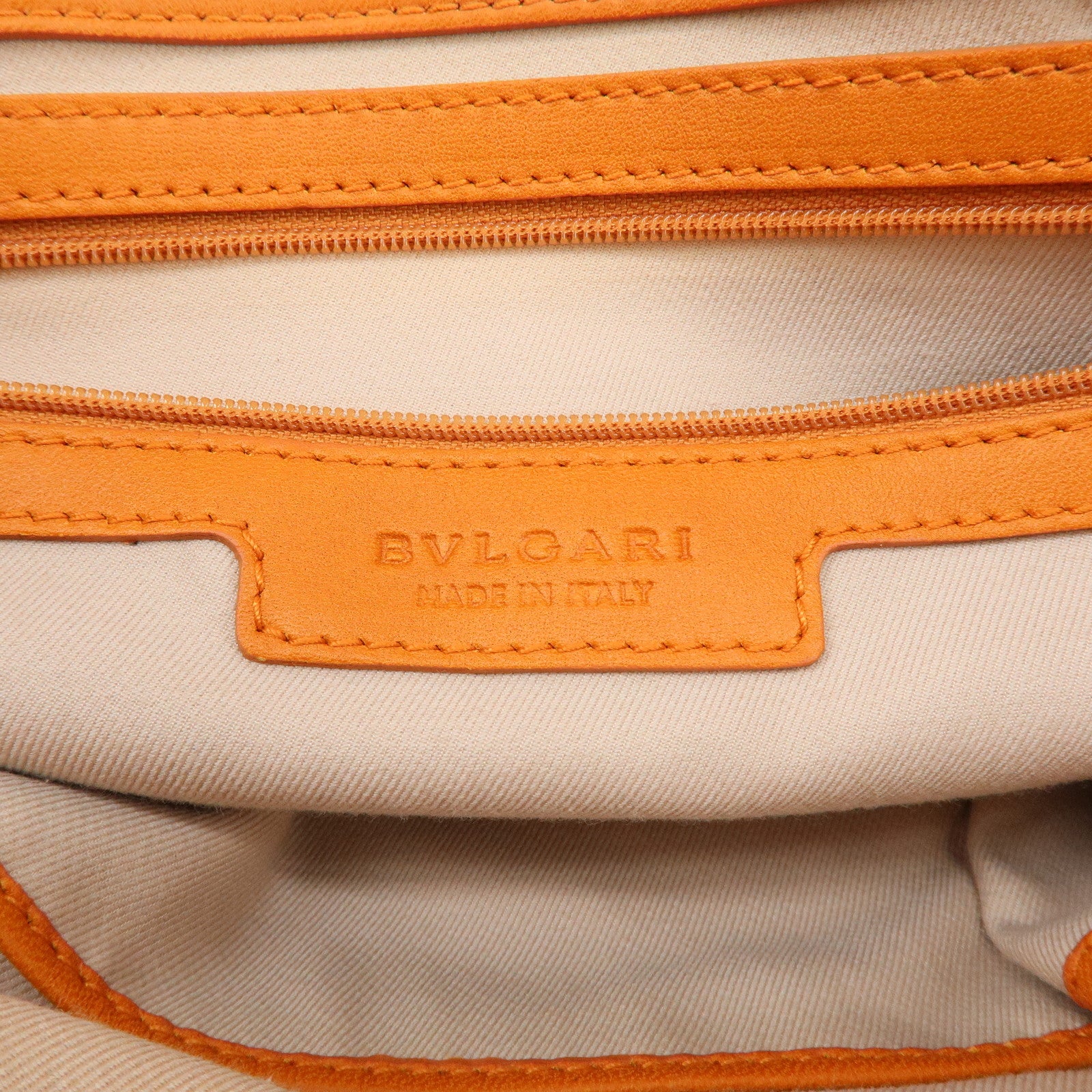 BVLGARI Collezione Suede Leather Tote Shoulder Bag Purple Orange