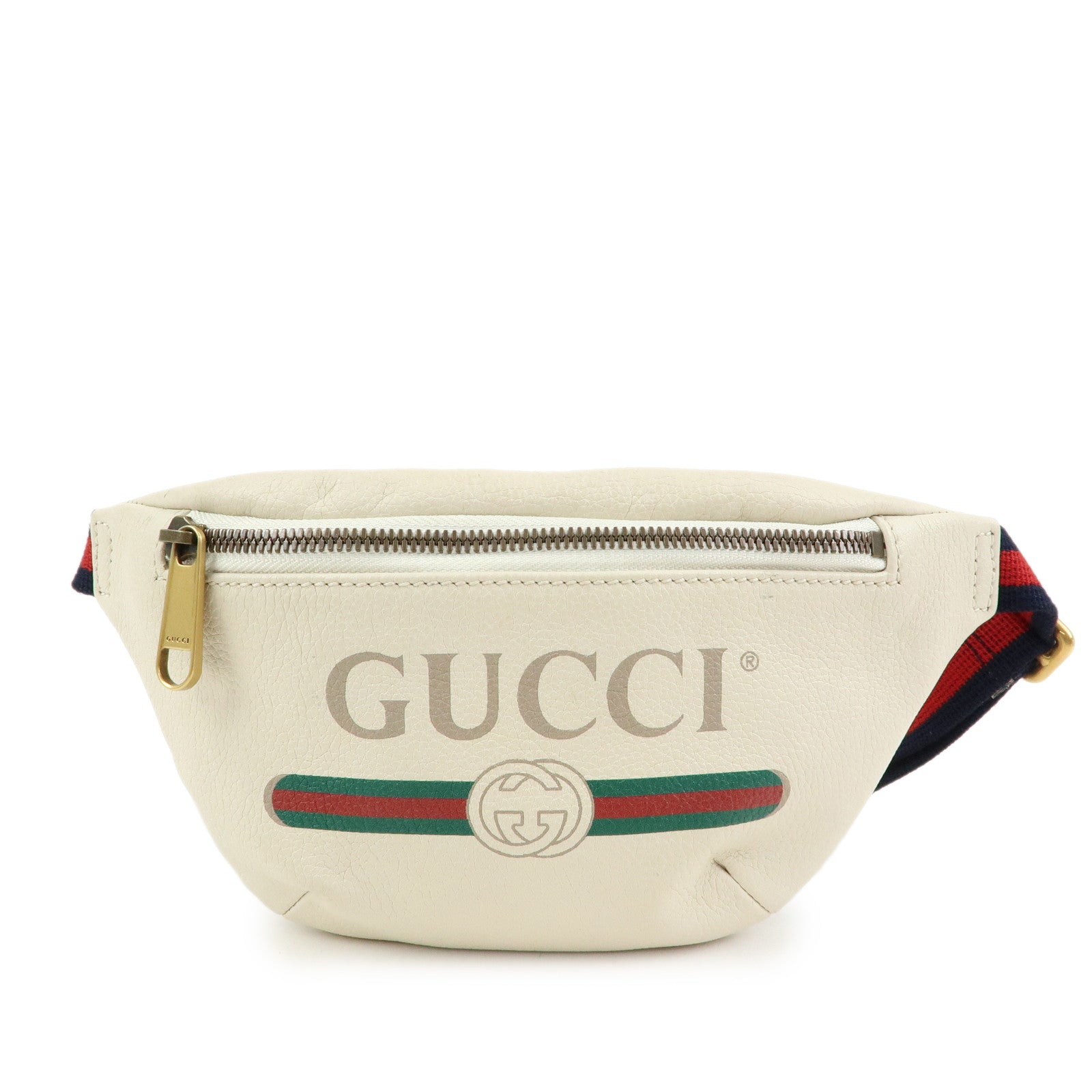 GUCCI Sherry Vintage Logo Leather Waist Pouch Body Bag Ivory 527792