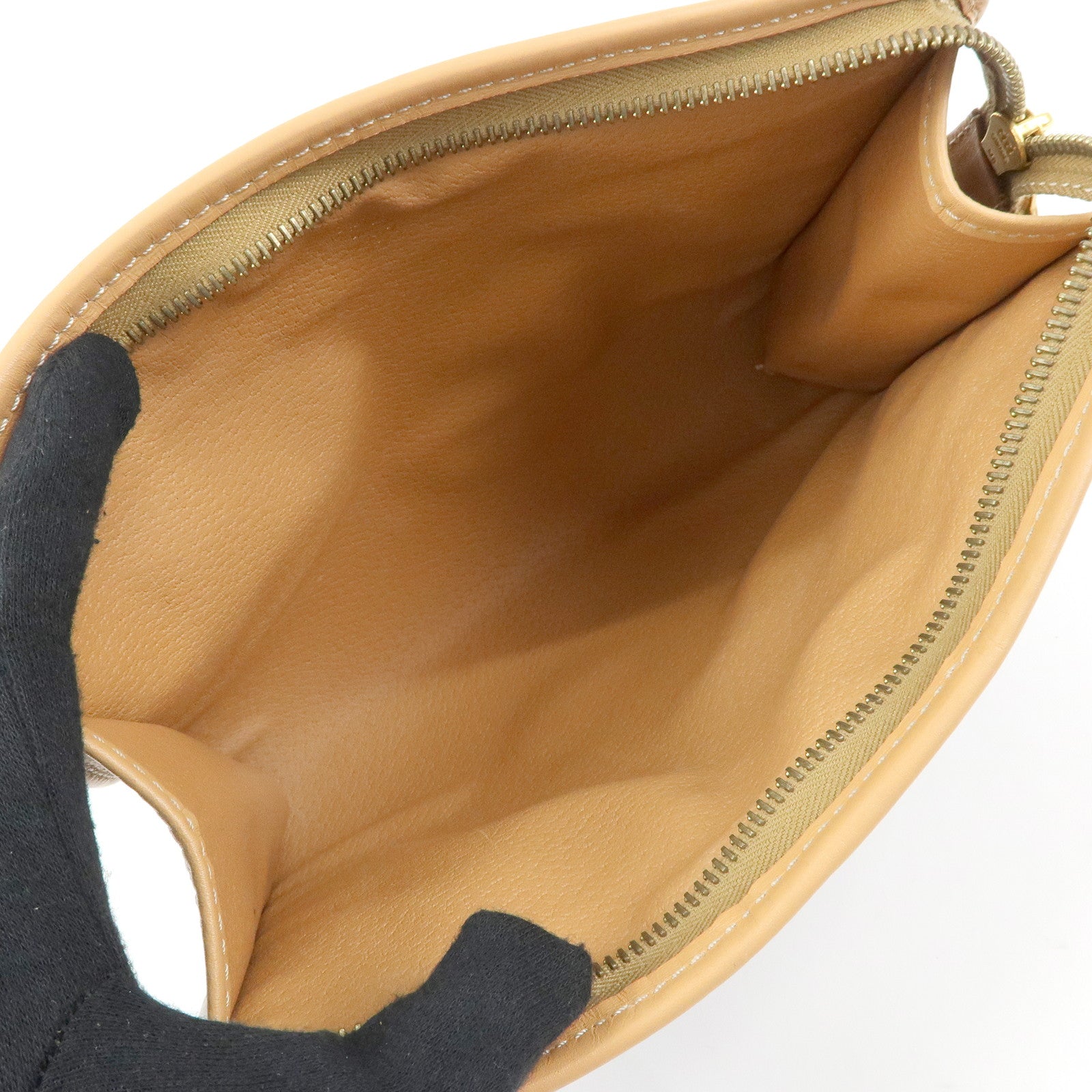 CELINE Macadam PVC Leather Clutch Bag Cosmetic Pouch Brown