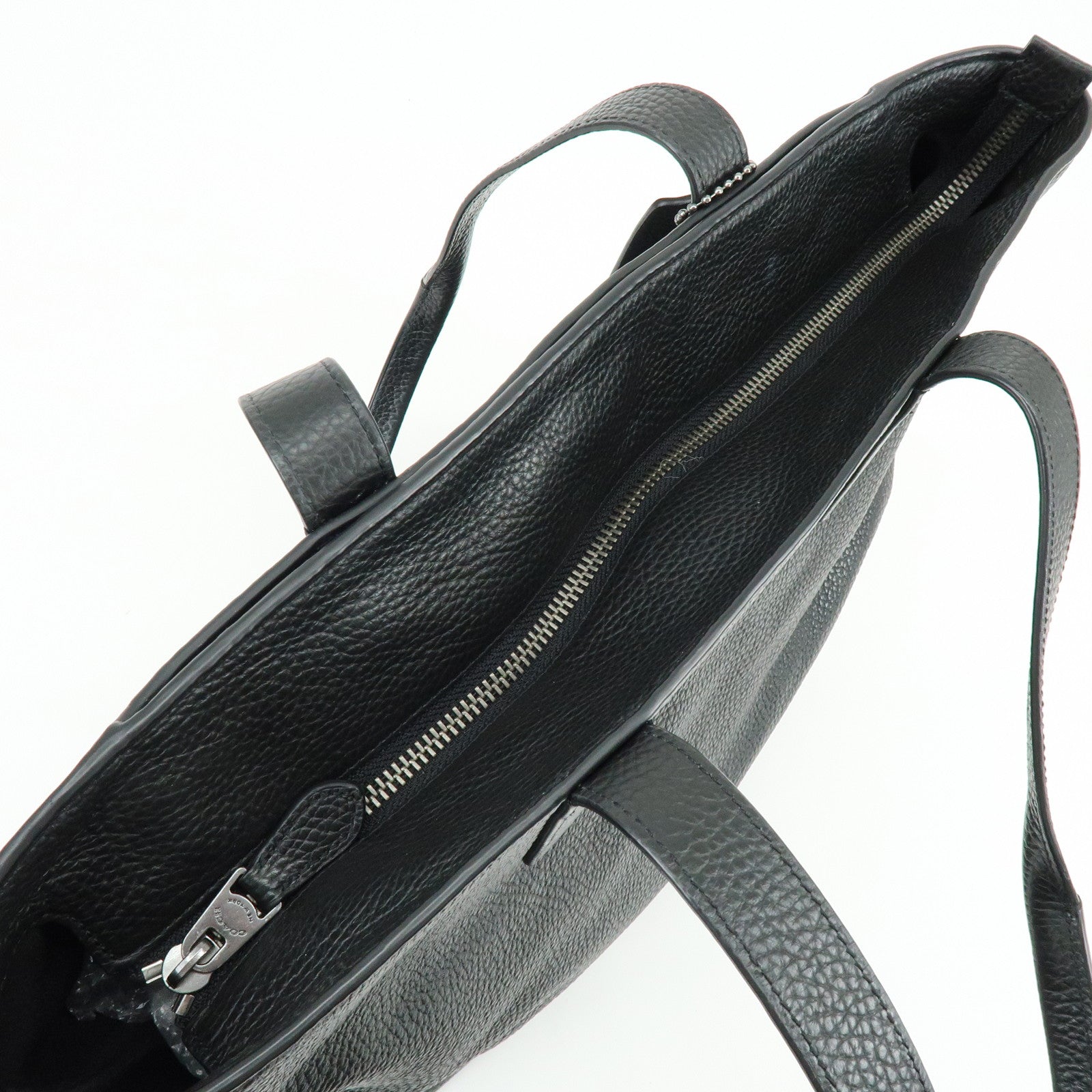 COACH Leather Tote Bag Hand Bag Shoulder Bag Black