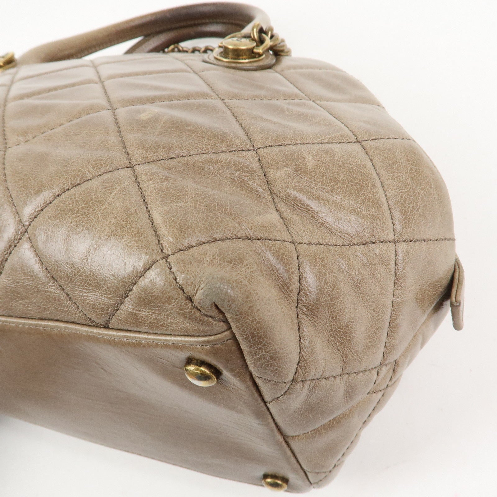 CHANEL Matelasse Leather 2Way Hand Bag Tote Bag Shoulder Bag Brown