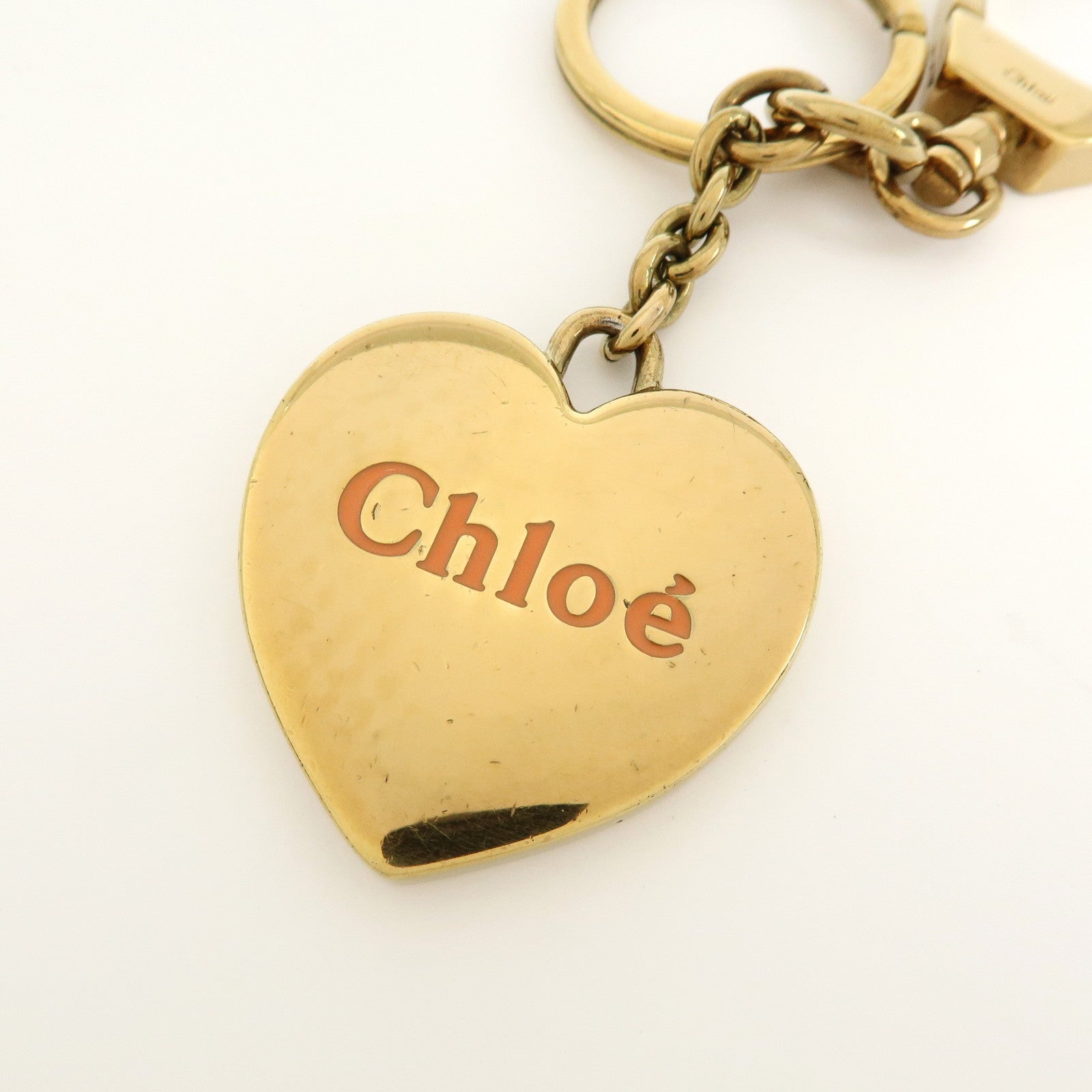 Chloe Heart Motif Metal Bag Charm Key Charm Key Chain Gold