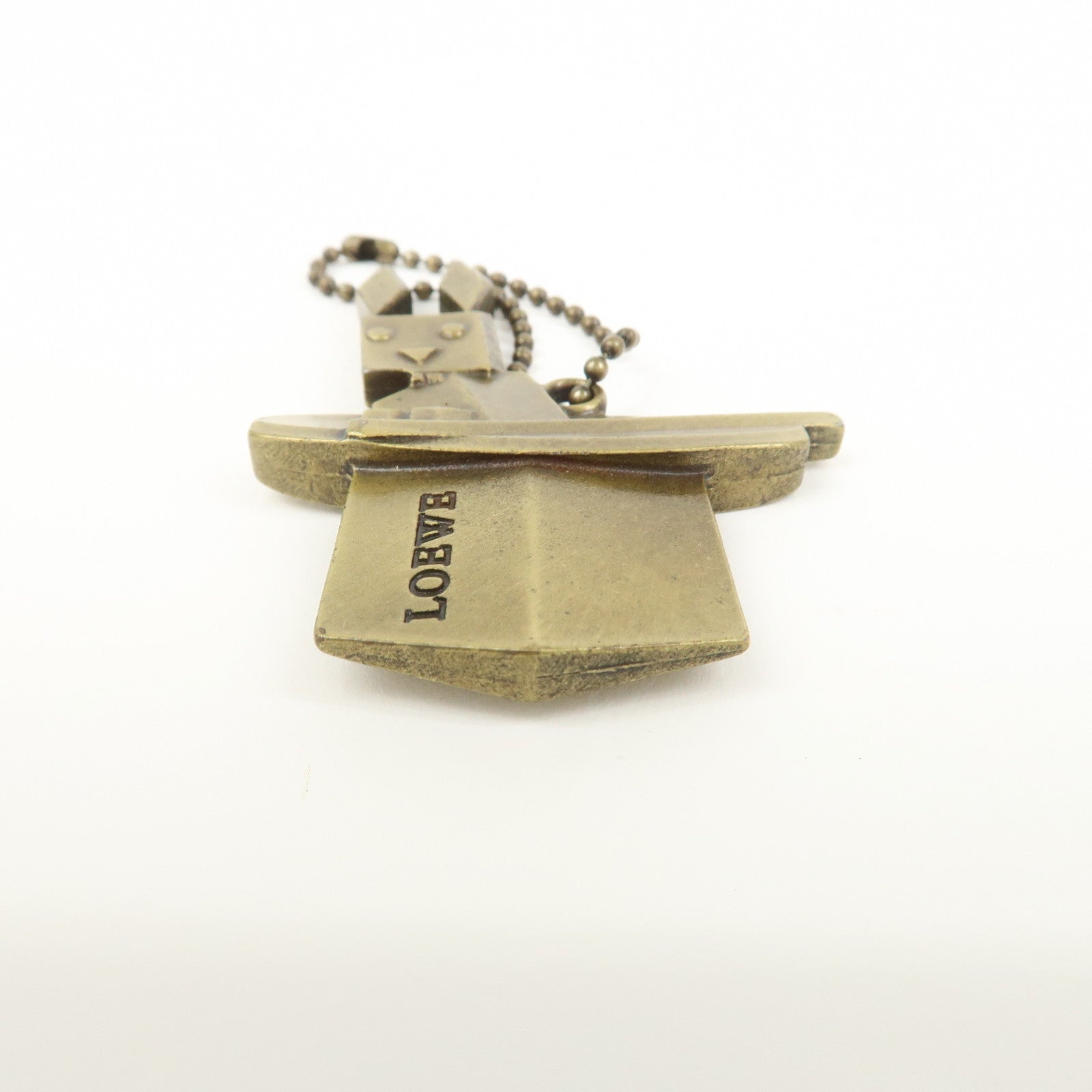 LOEWE Rabbit Motif Logo Metal Bag Charm Key Chain Gold