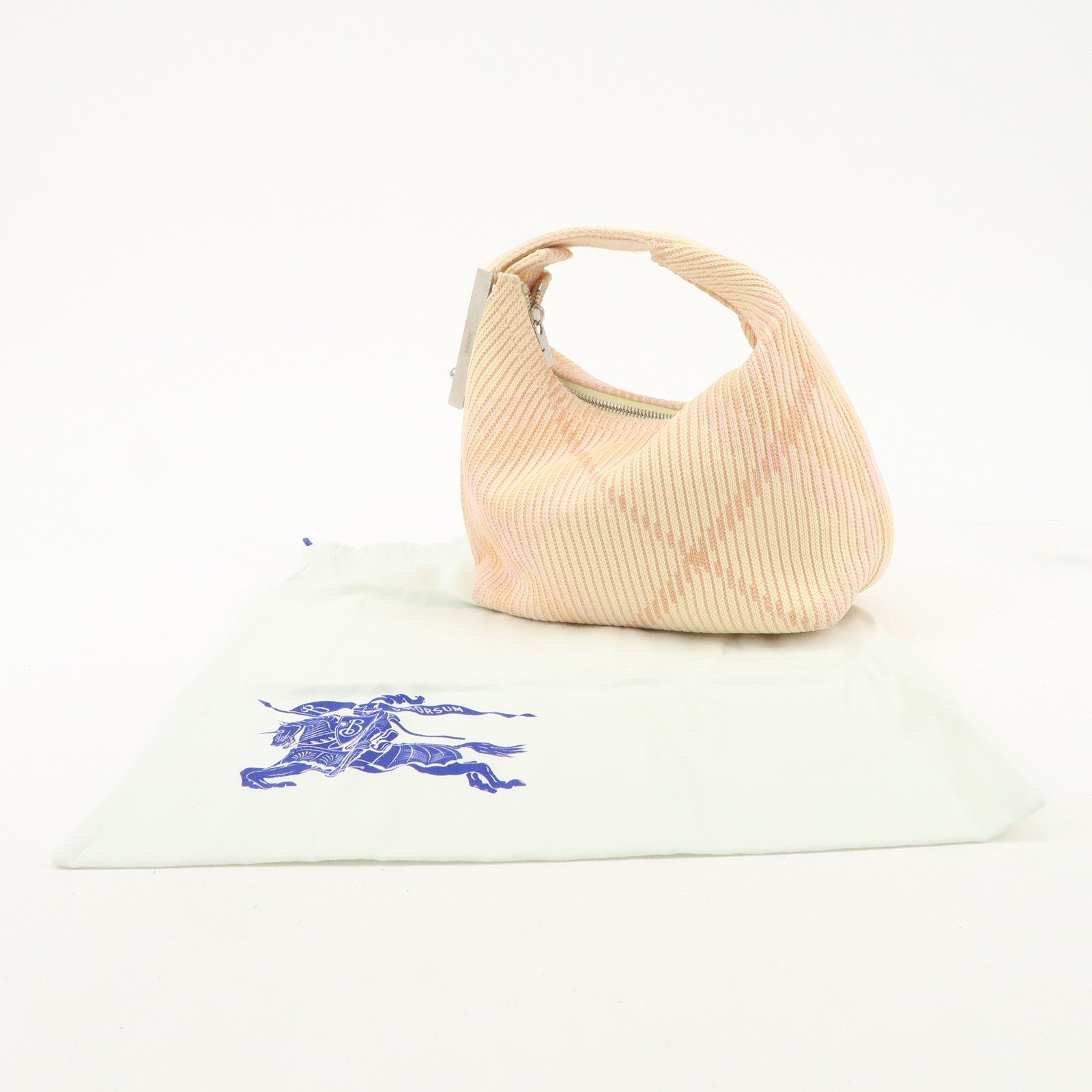 BURBERRY Cotton Mini Peg Duffle Hand Bag Beige Pink Yellow Used