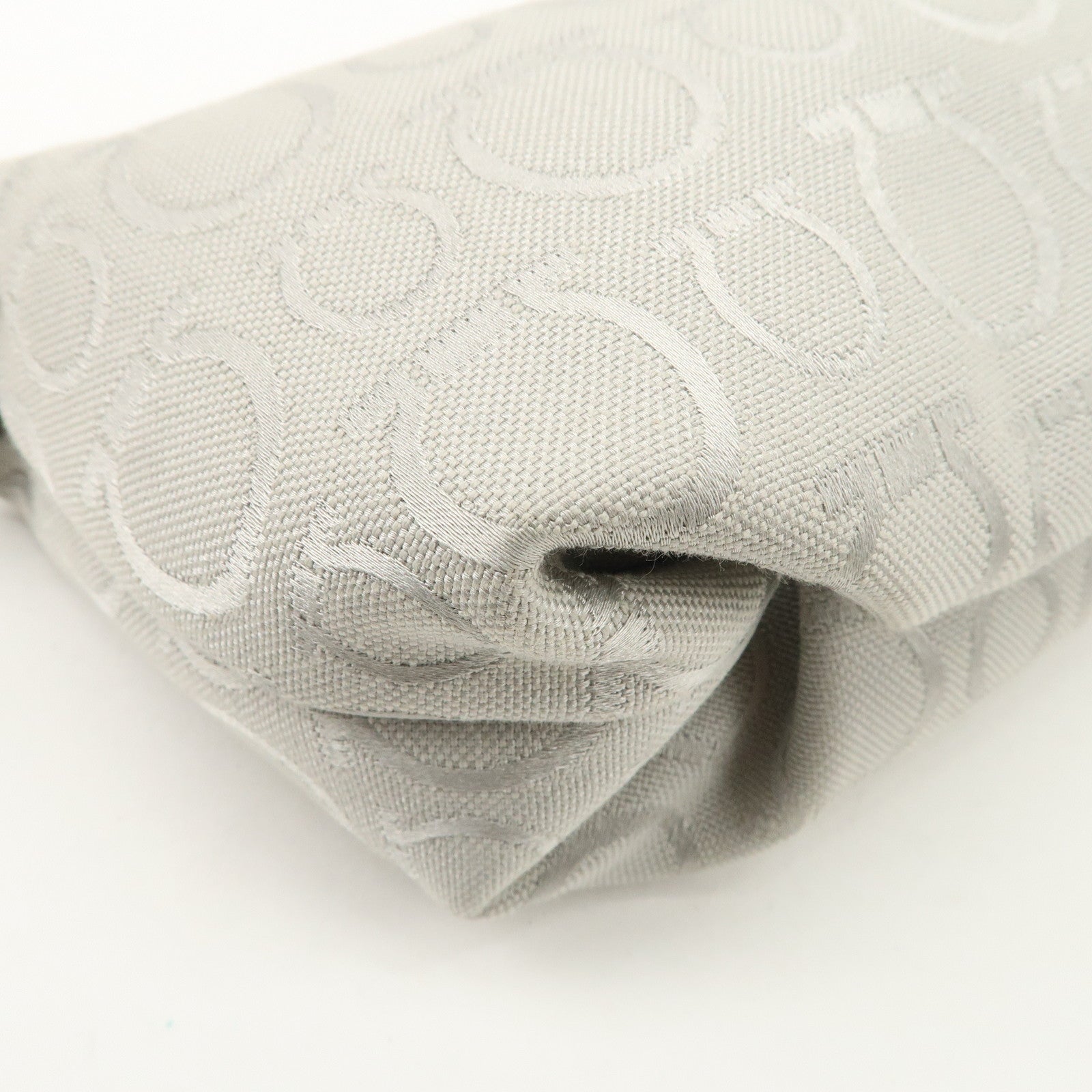 Ferragamo Gancini Leather Canvas Shoulder Bag Brown Silver Used