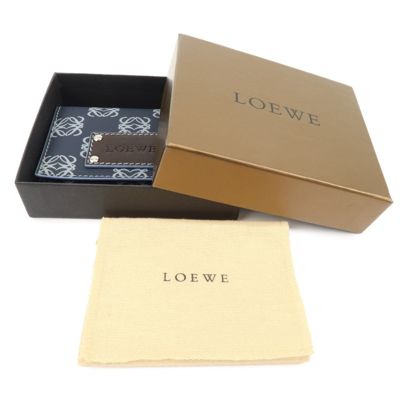 LOEWE Anagram Fragment Case Card Case Card Holder Navy