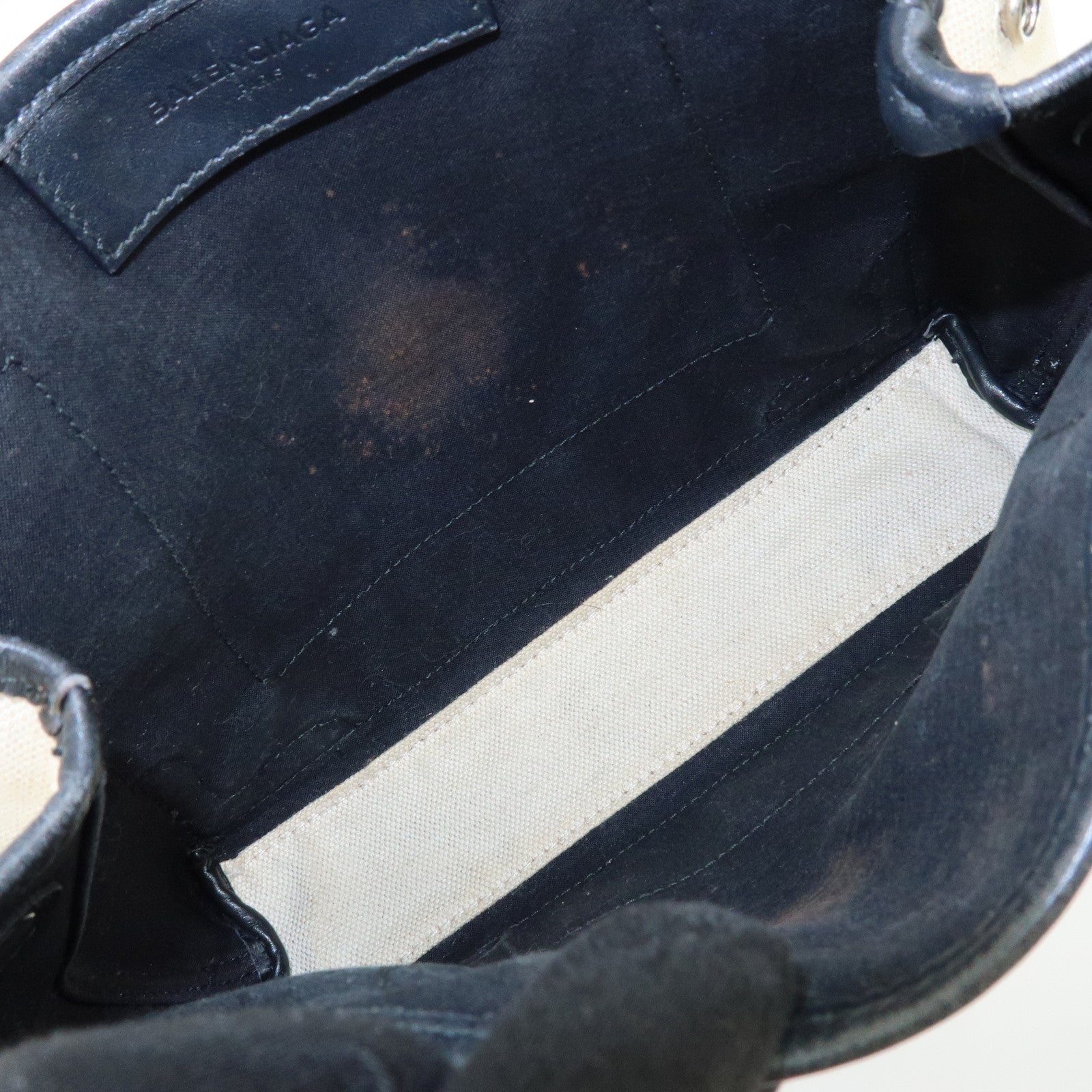 BALENCIAGA Navy Cabas XS Canvas 2WAY Bag Natural Black 390346