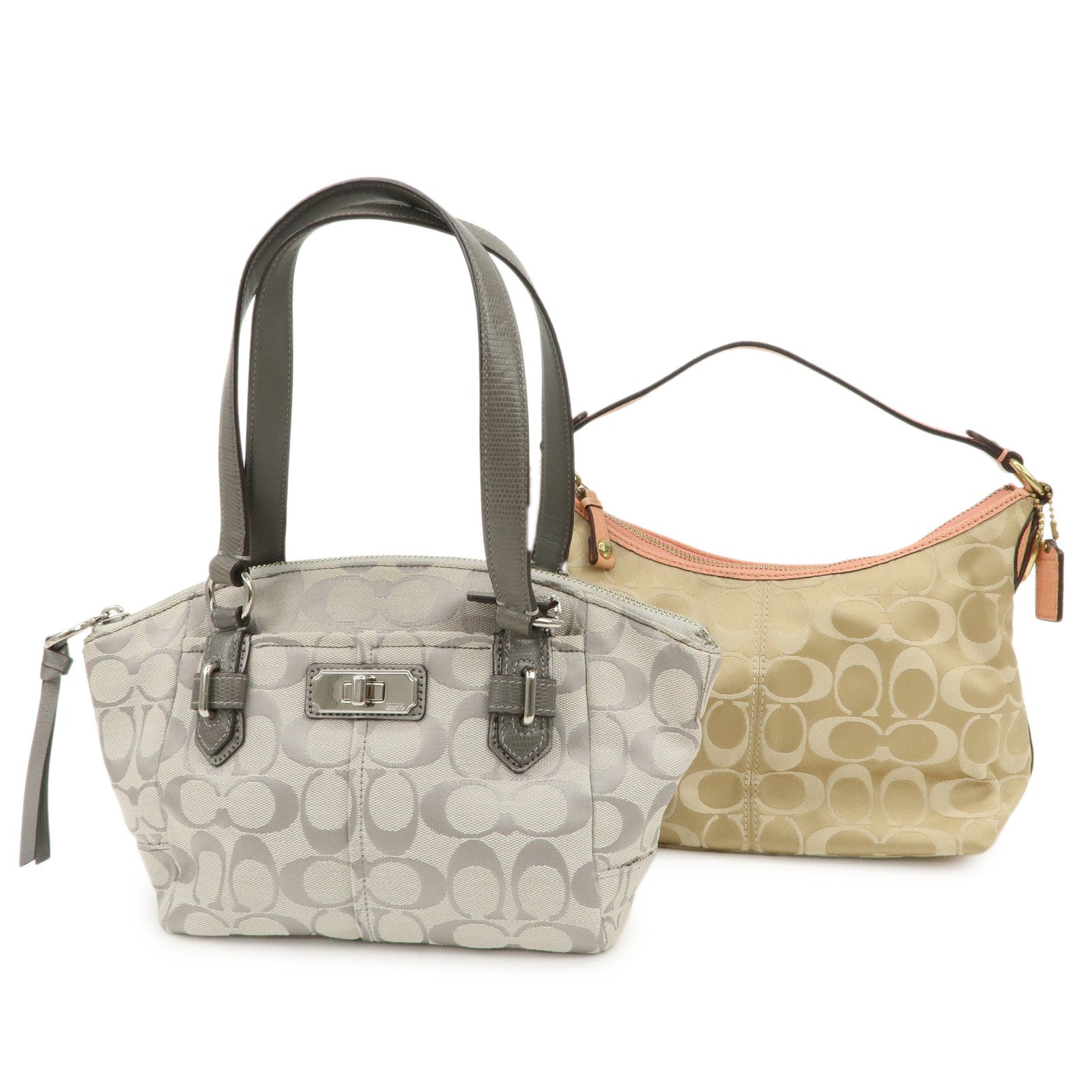COACH Signature Canvas Leather Set of 2 Shoulder Bag Hand Bag