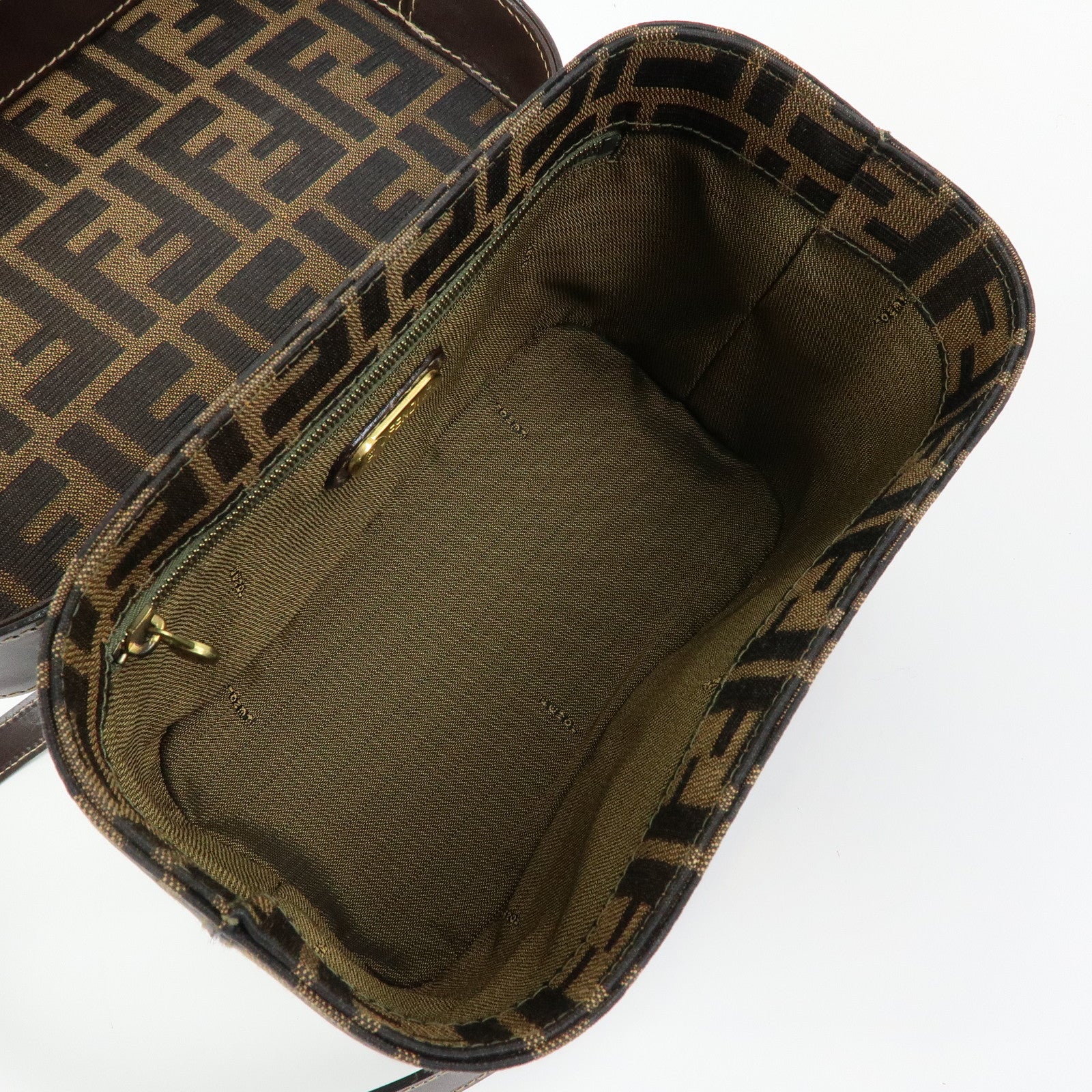 FENDI Zucca Canvas Leather 2Way Bag Hand Bag Shoulder Bag 914931