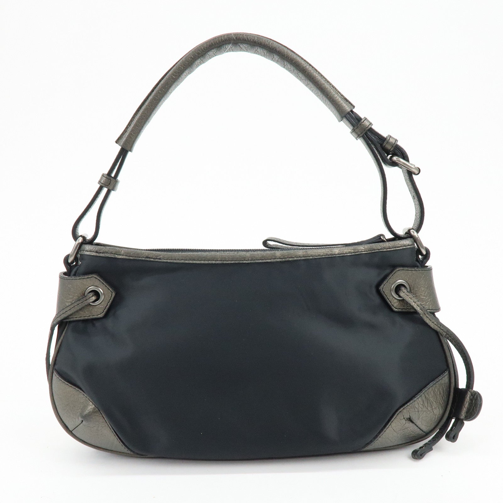BURBERRY Logo Nylon Leather Shoulder Bag Hand Bag Black Bronze