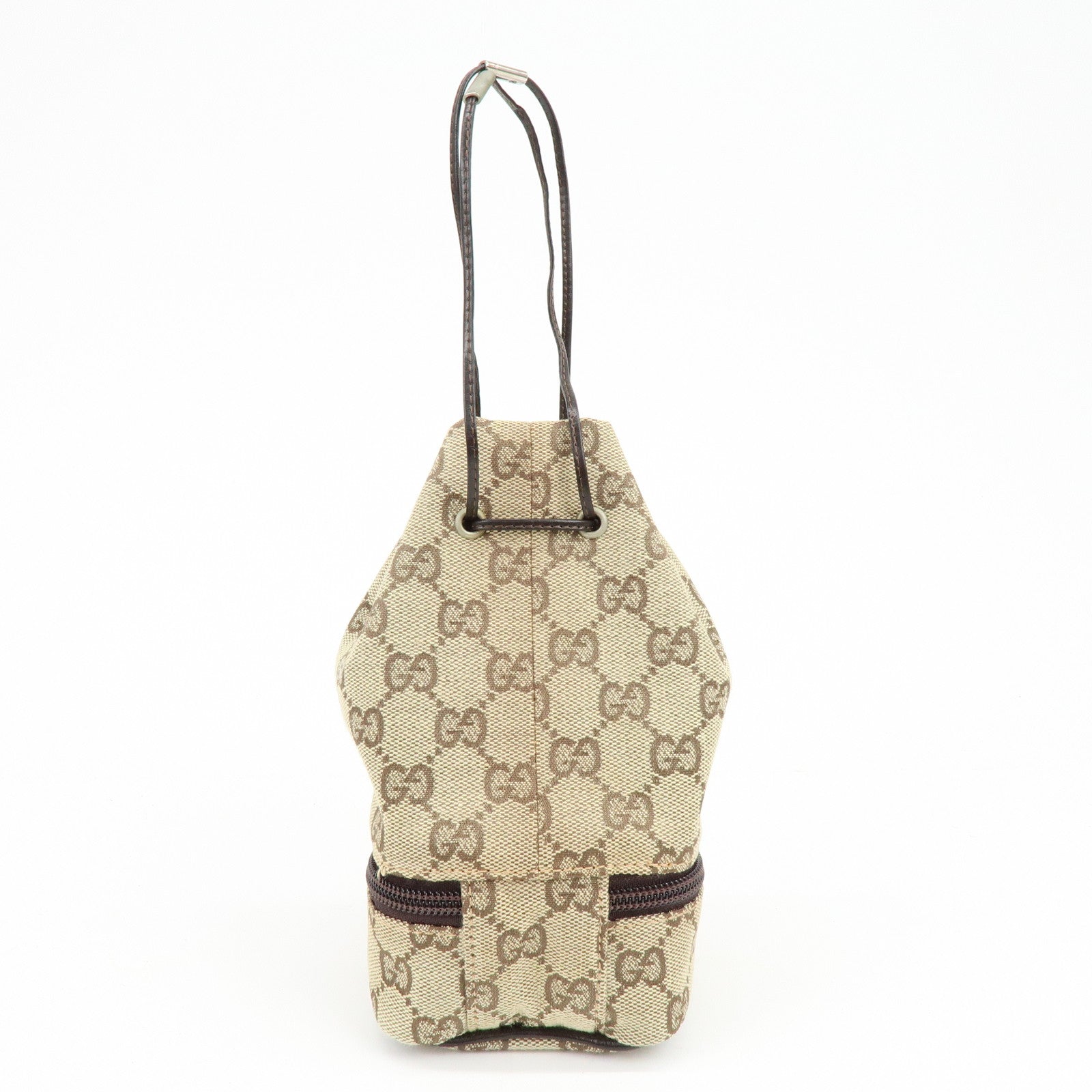 GUCCI GG Canvas Leather Hand Bag Cosmetic Pouch Beige 039・1054