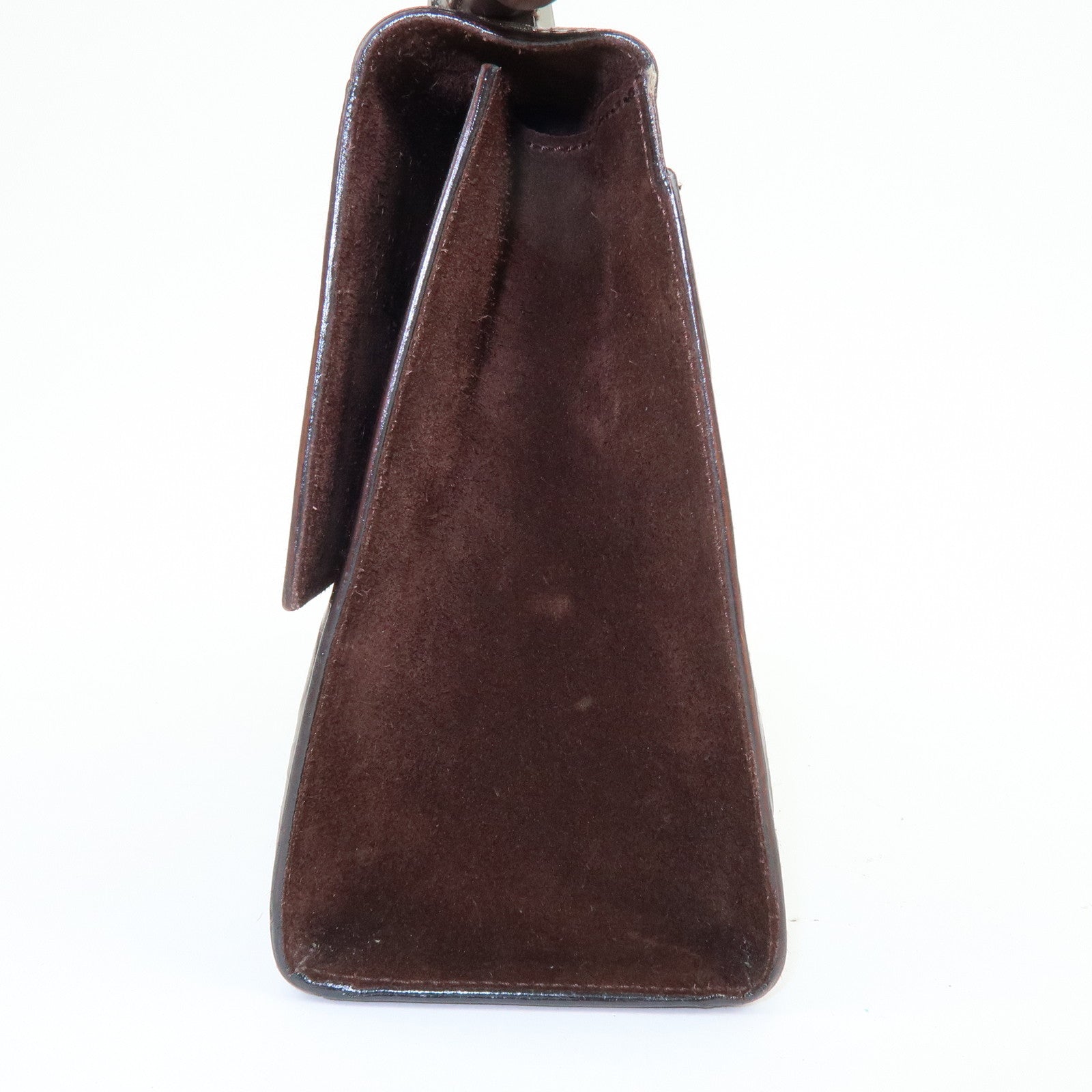 Ferragamo Gancini Leather Shoulder Bag Hand Bag Dark Brown