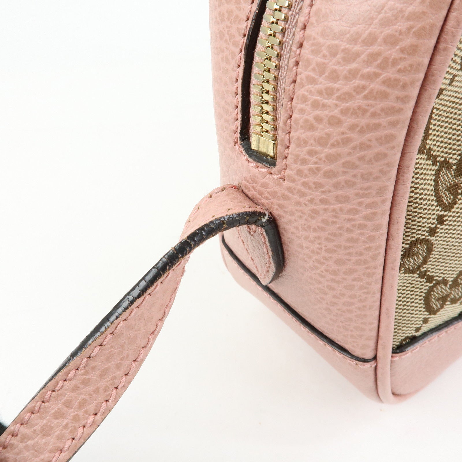 GUCCI GG Canvas Leather Shoulder Crossbody Bag Beige Pink 449413