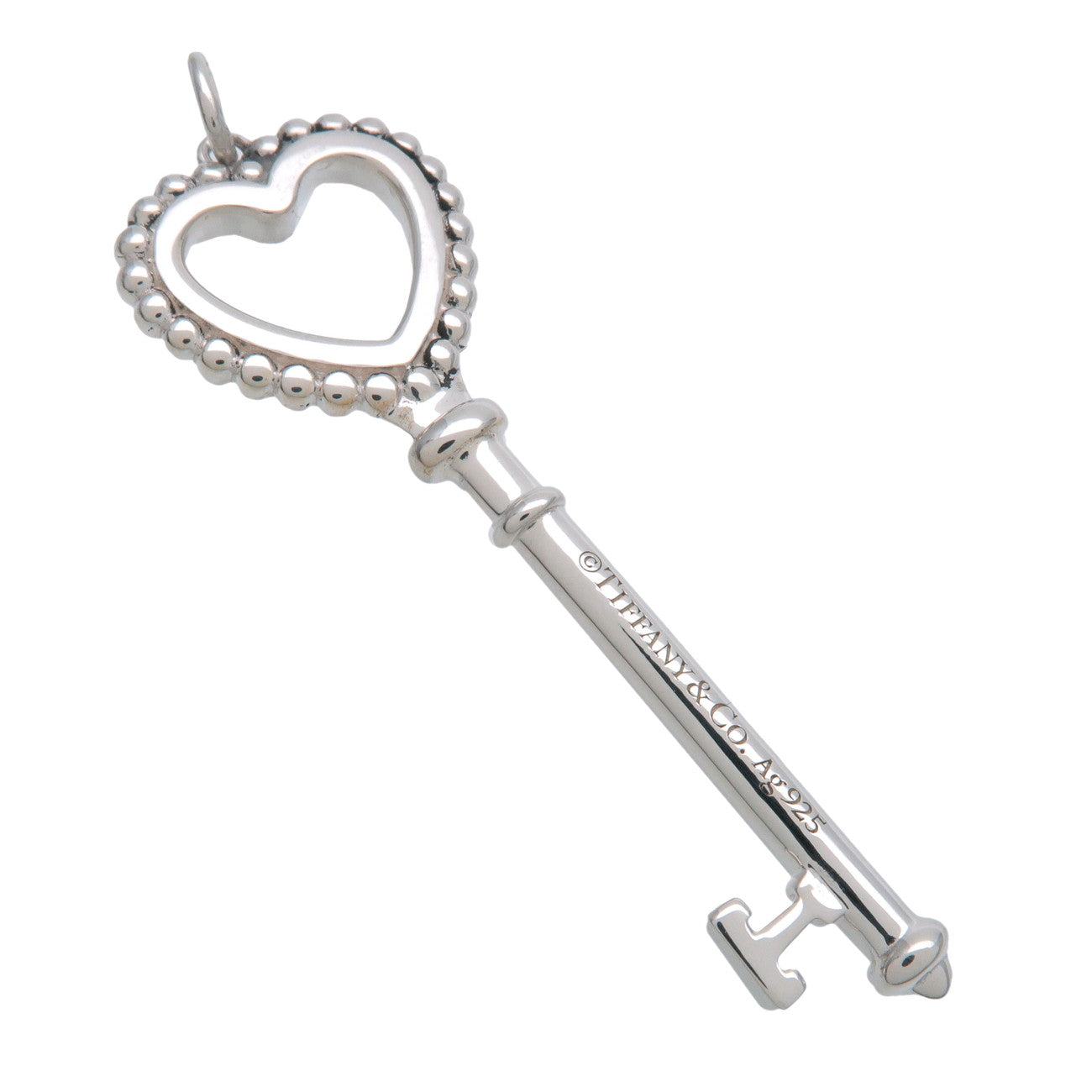 Tiffany & Co Beads Heart Key Pendant Top SV925 Silver Blue