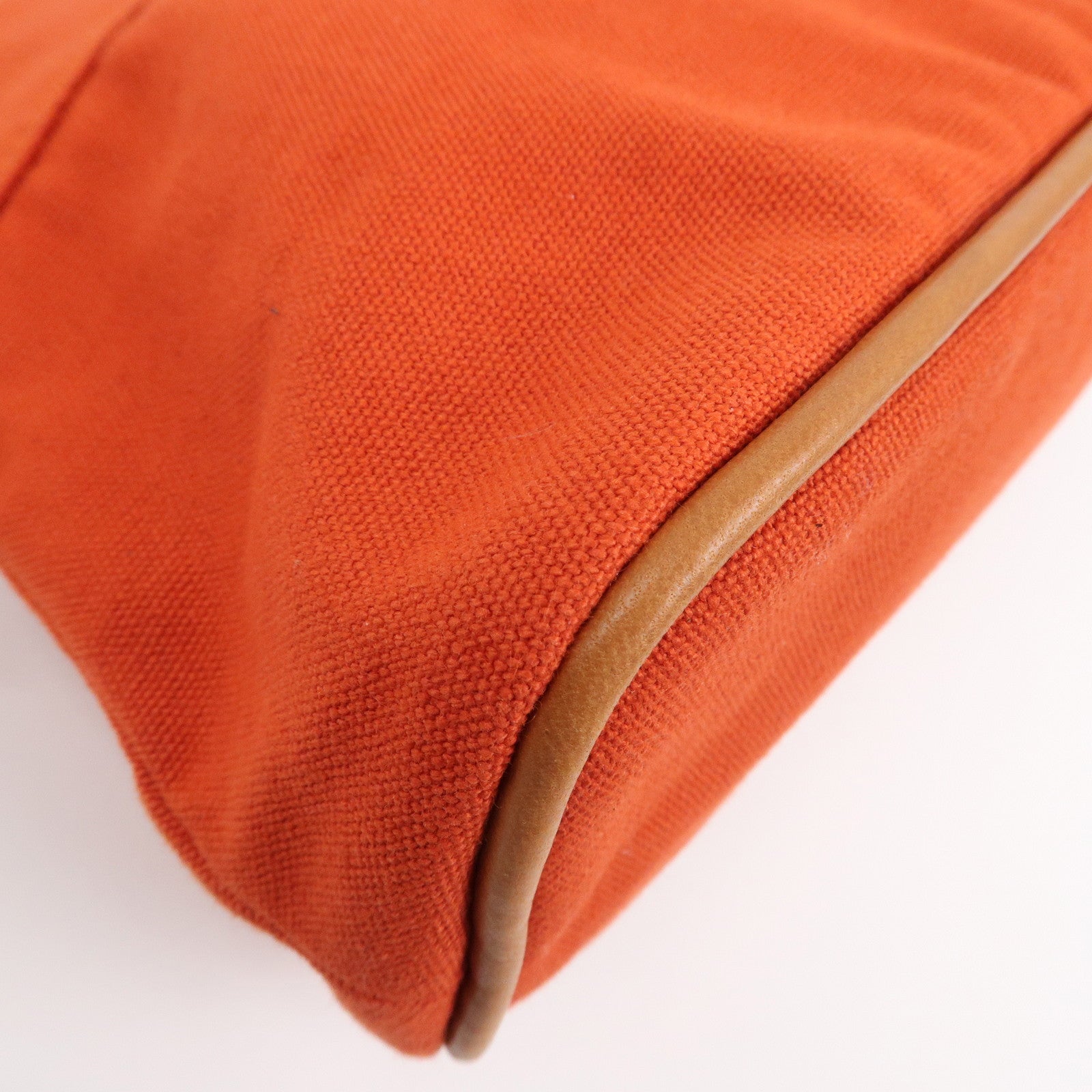 HERMES Canvas Leather Bolide Pouch MM Cosmetic Pouch Orange