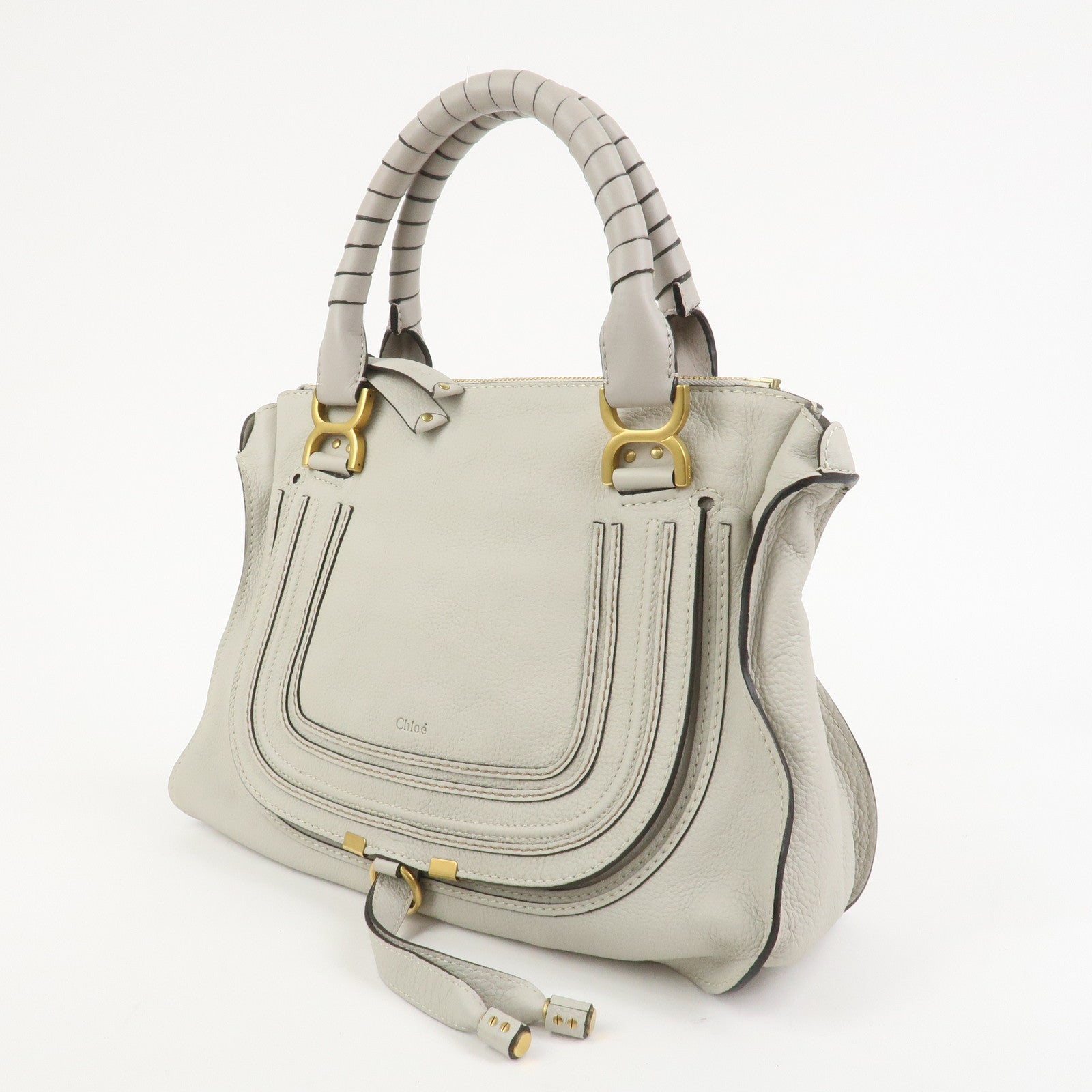 Chloe Marcie Leather Hand Bag Shoulder Bag Gray