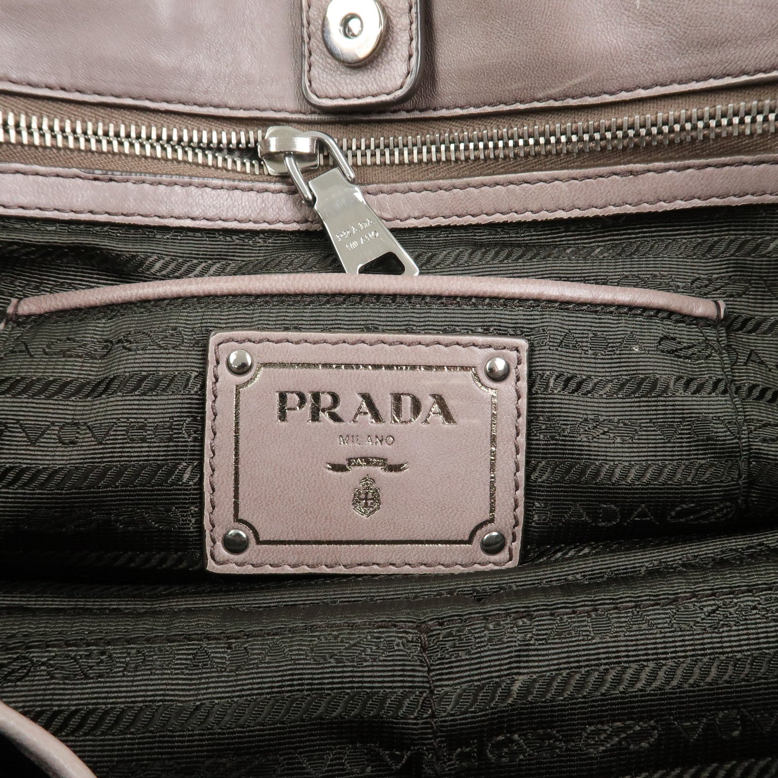 PRADA Logo Nappa Leather 2Way Bag Shoulder Bag Hand Bag Gray