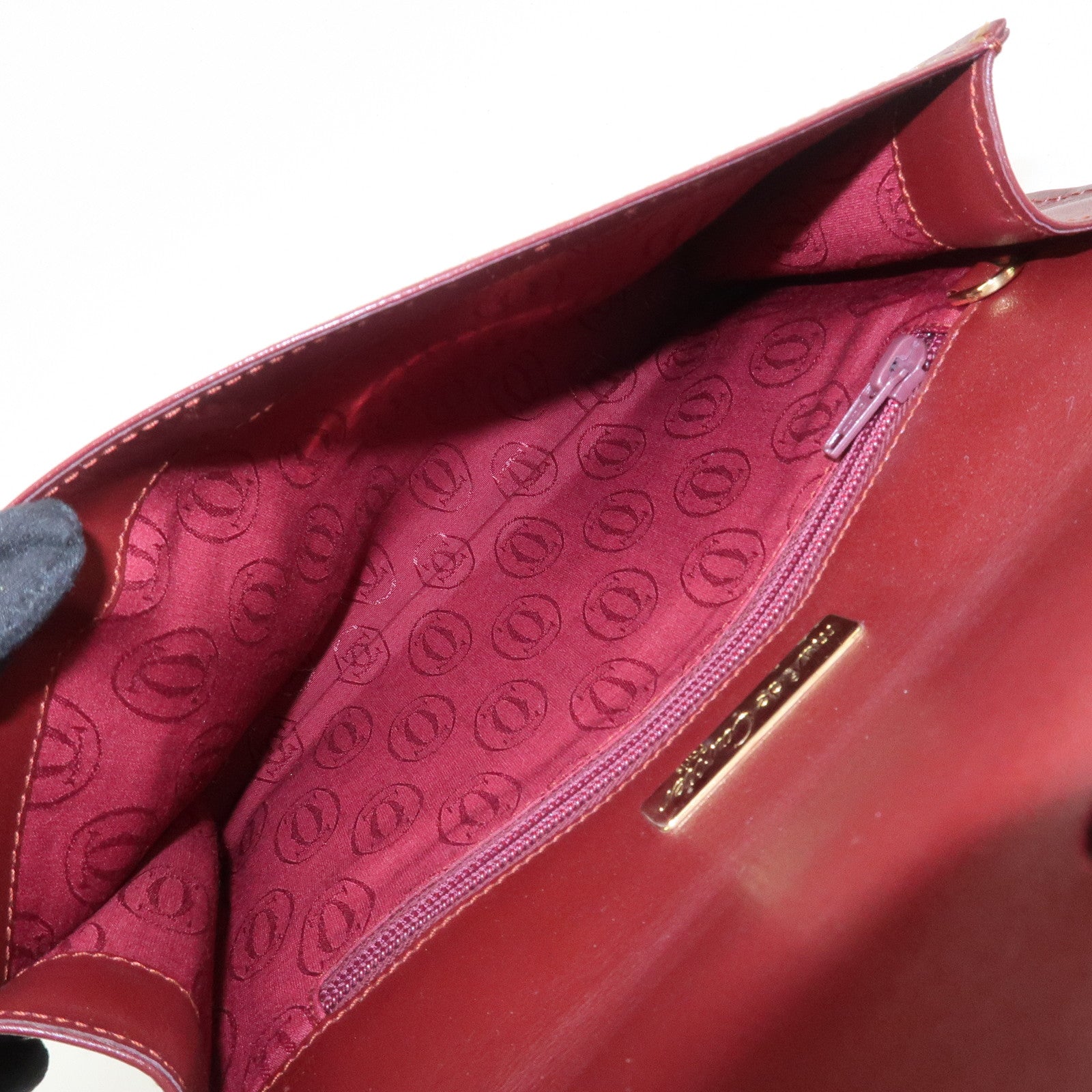 Cartier Logo Leather Clutch Bag Bordeaux