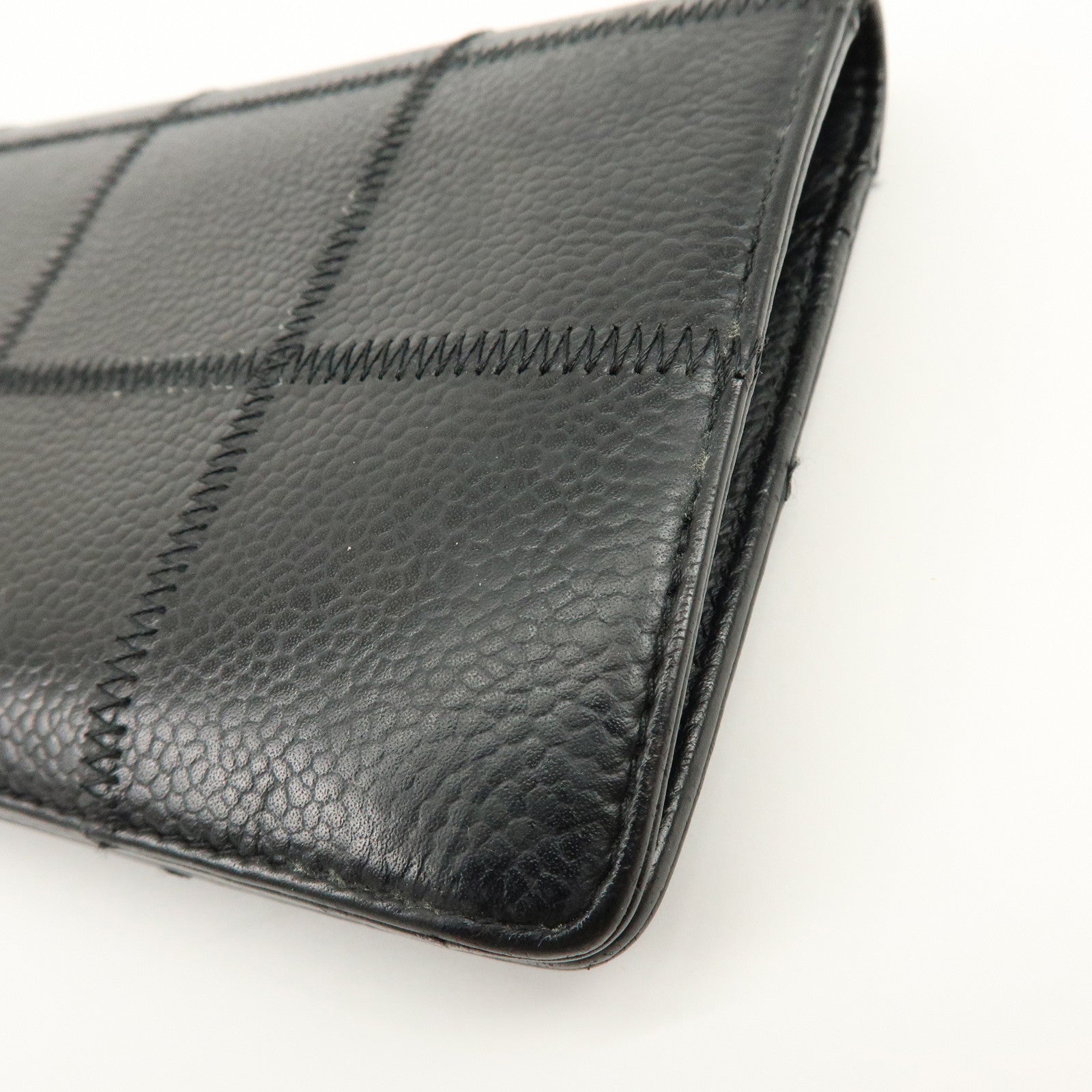 CHANEL Chocolate Bar Lamb Skin Round Zippy Wallet Black