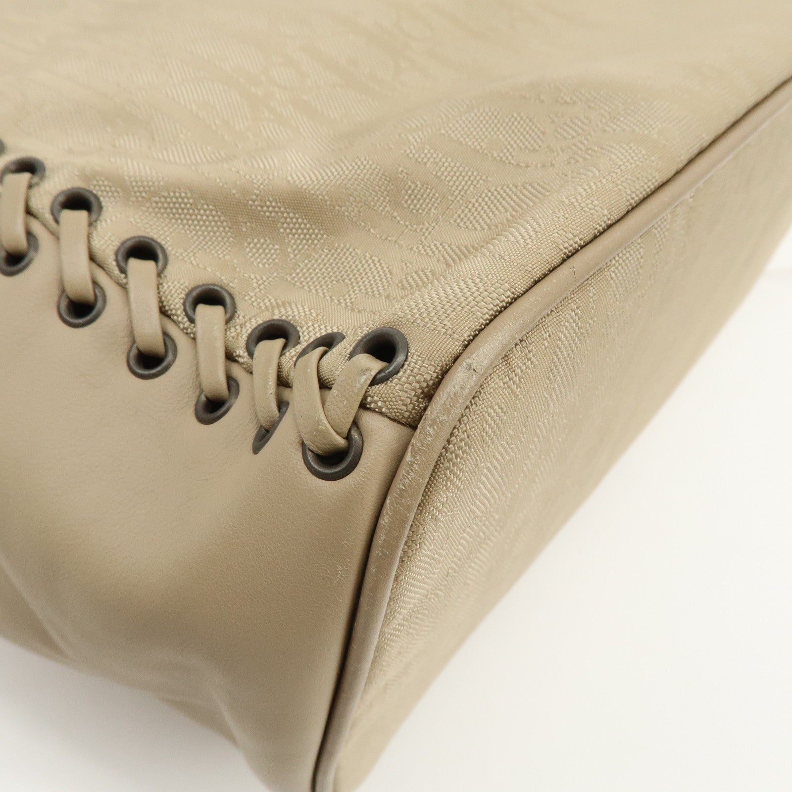 Christian Dior Trotter Nylon Leather Shoulder Bag Hand Bag Beige