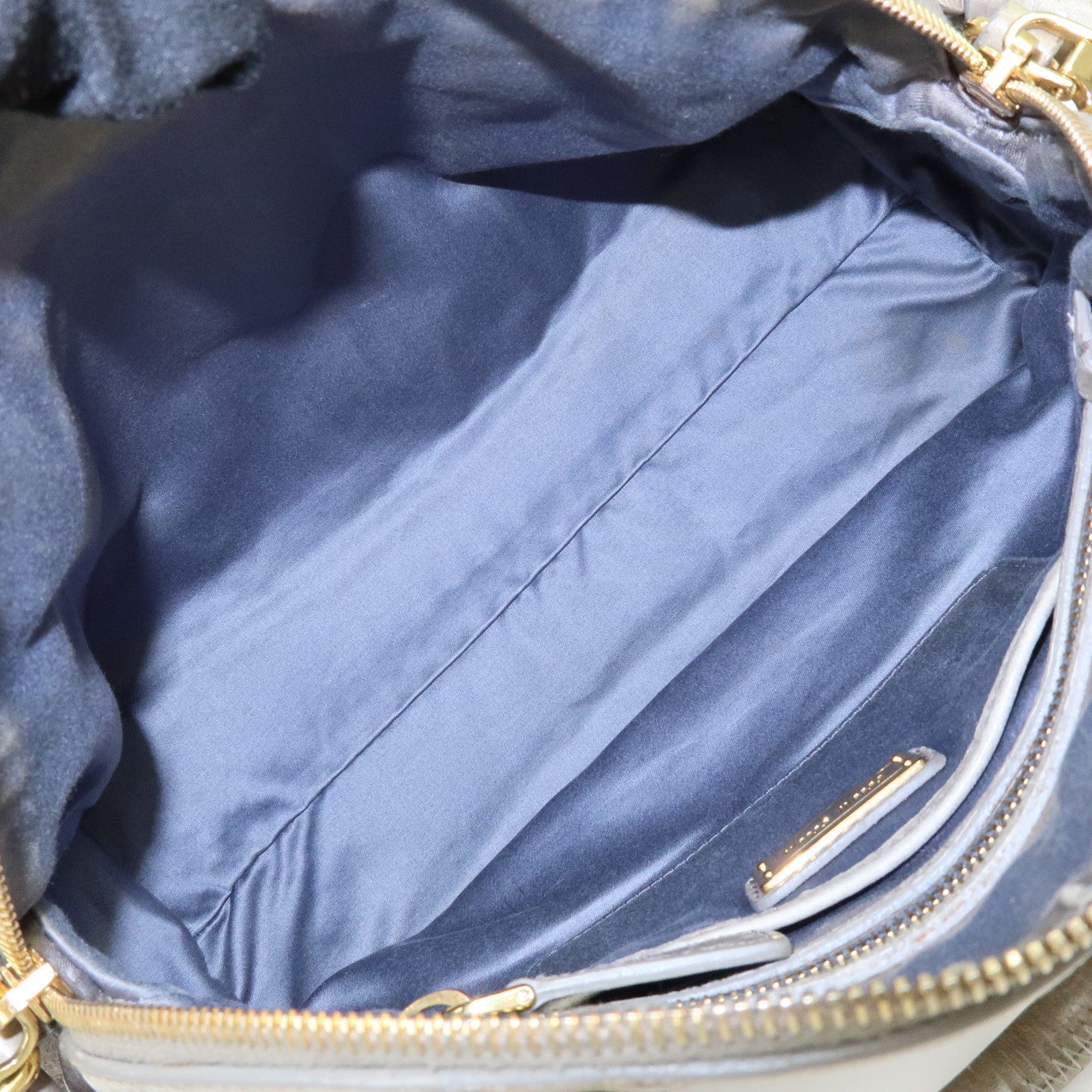 MIU MIU Leather Ribbon 2Way Bag Hand Bag Shoulder Bag Gray