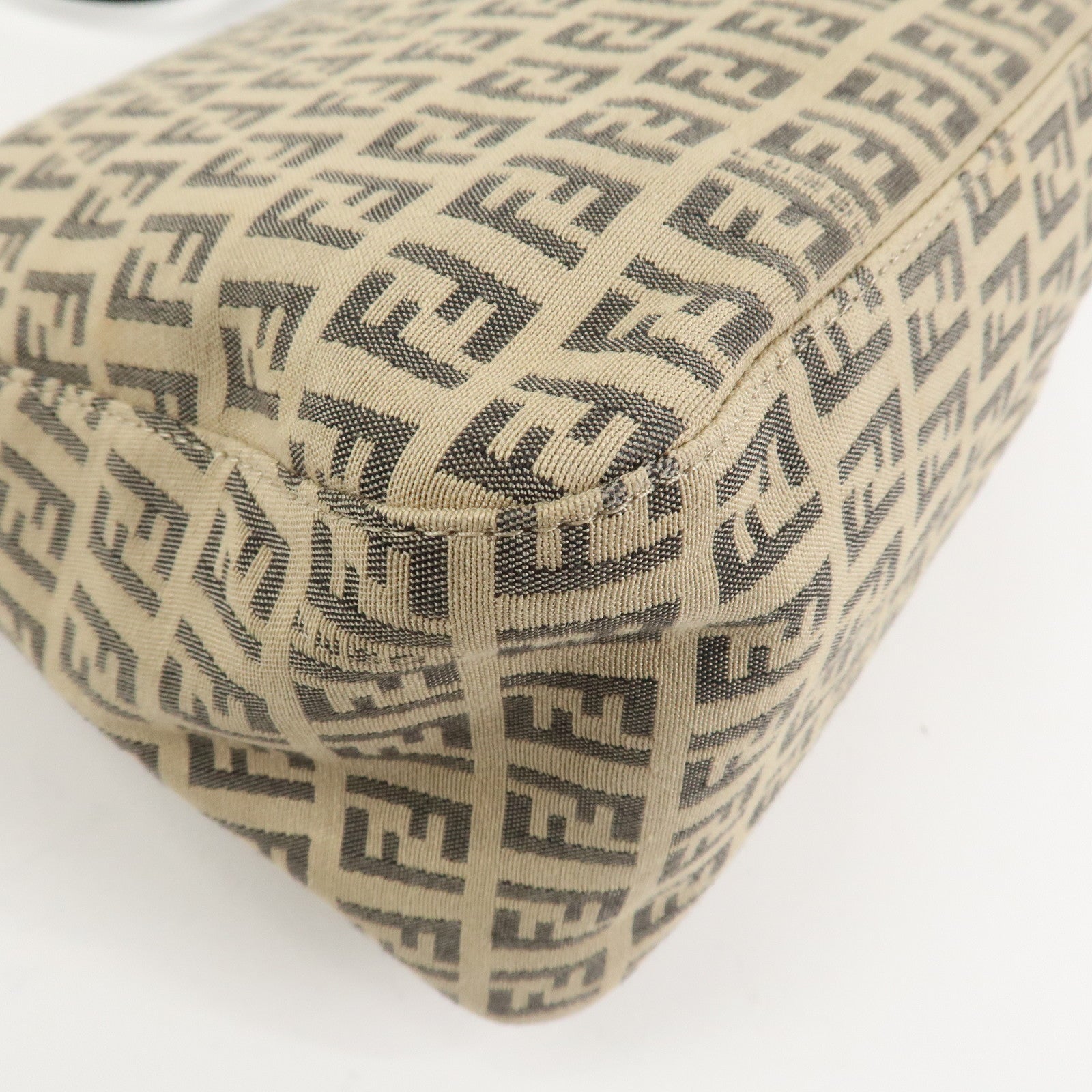 FENDI Zucchino Mamma Baguette Canvas Leather Shoulder Bag 8BR001