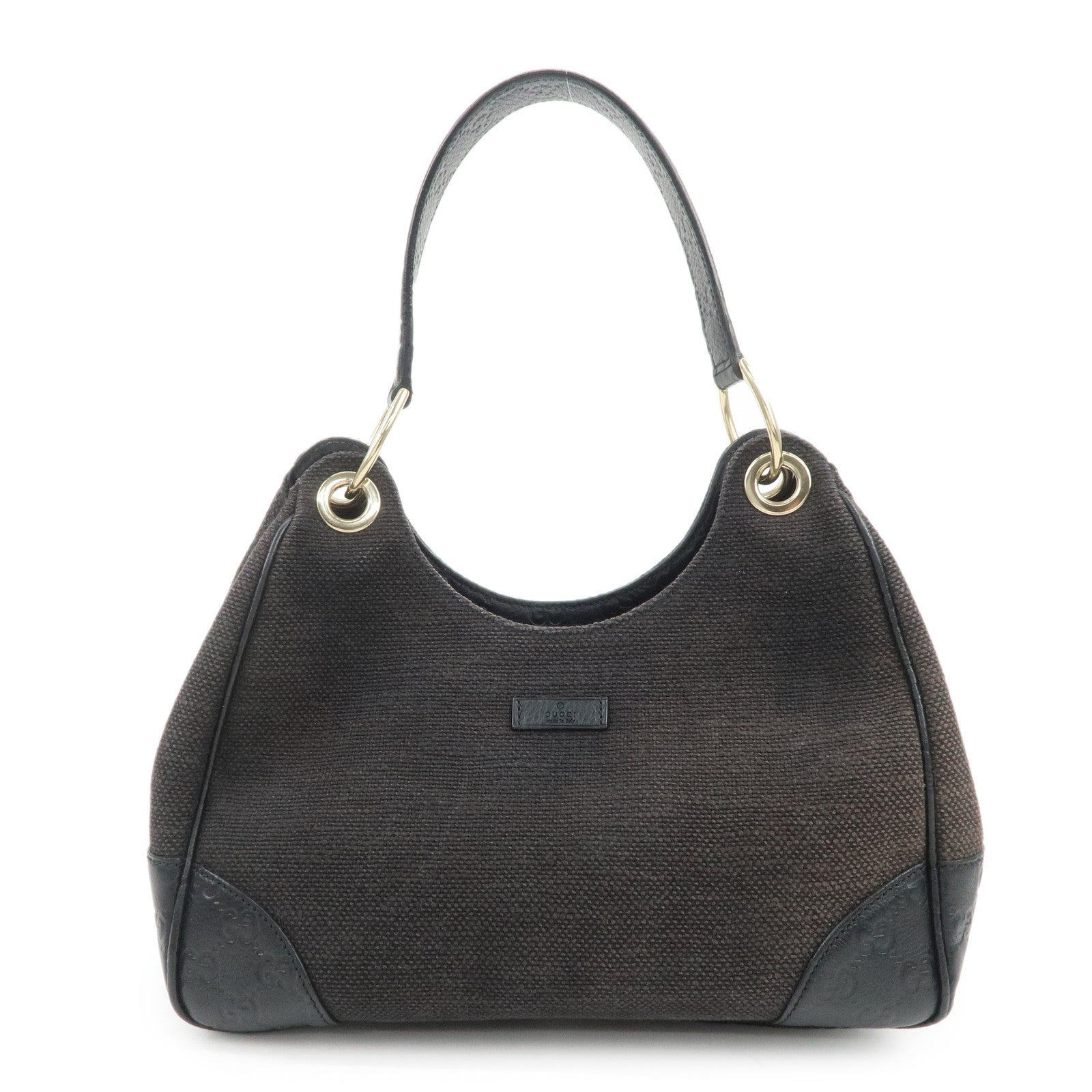 GUCCI Guccissima Leather Canvas Shoulder Bag Hand Bag Brown 257265