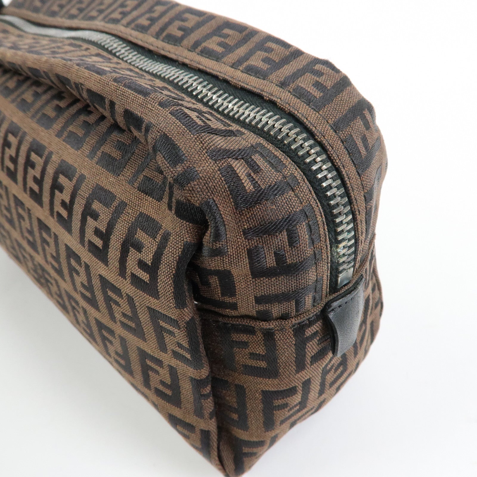 FENDI Zucca Set of 2 Canvas Leather Pouch Brown 7N0023 7N0006