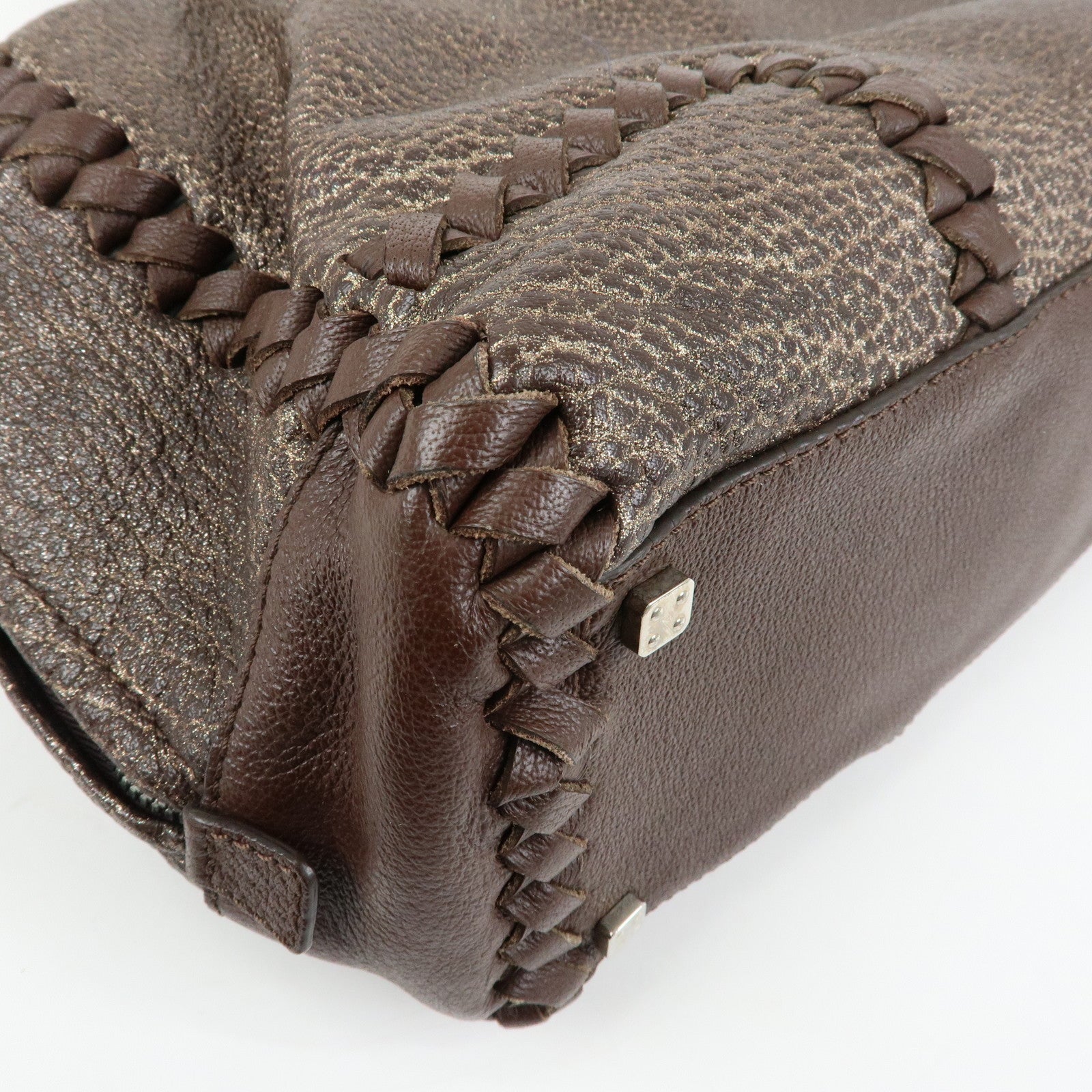 LOEWE Anagram Amazona 36 Leather Hand Bag Boston Bag Brown